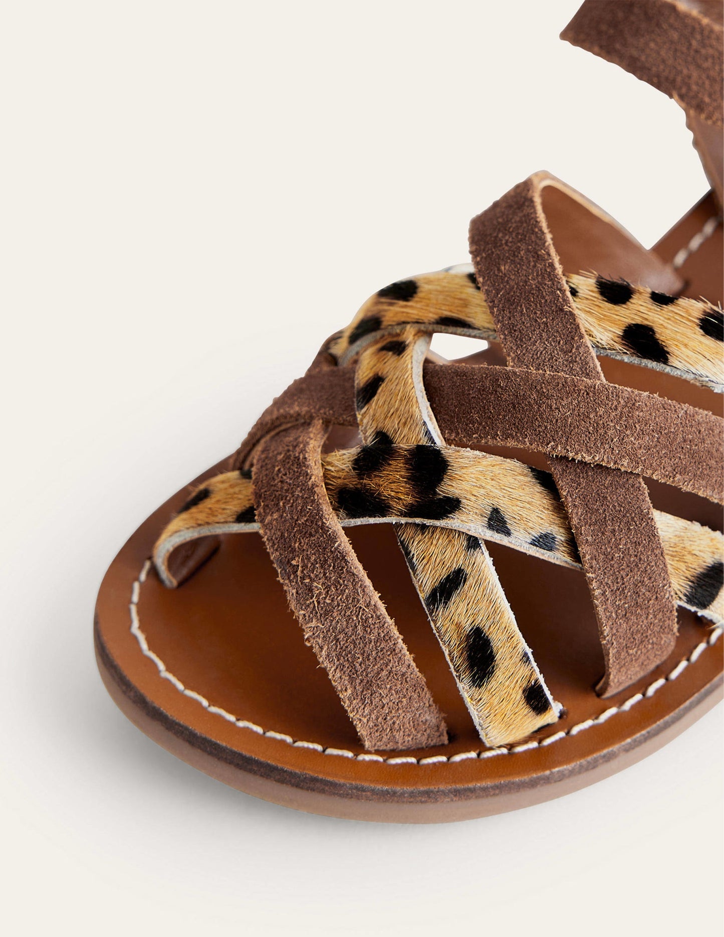 Sandalen mit Riemchen-Braun, Tiermuster