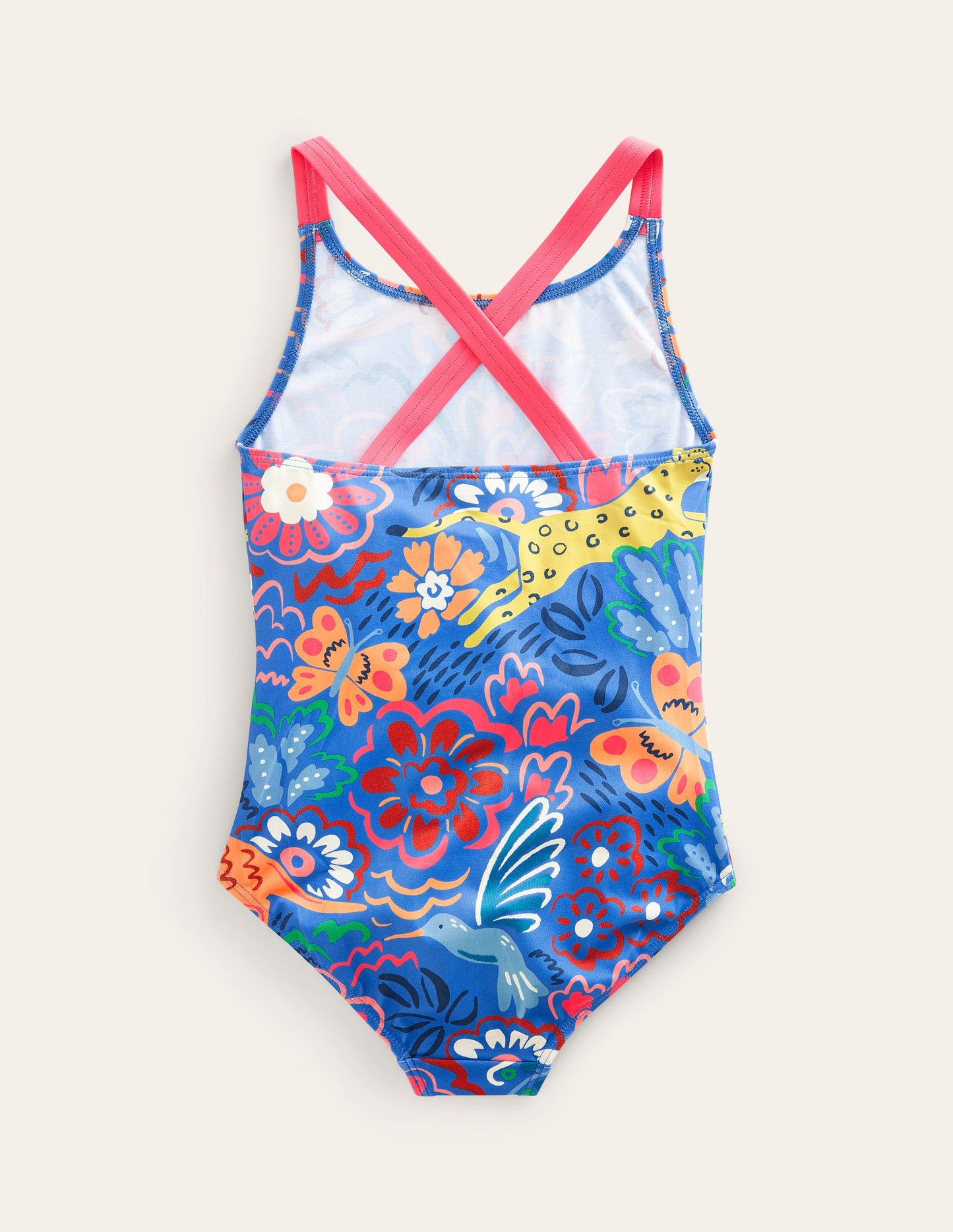 Maillot de bain imprimé croisé dans le dos-Safari léopard bleu