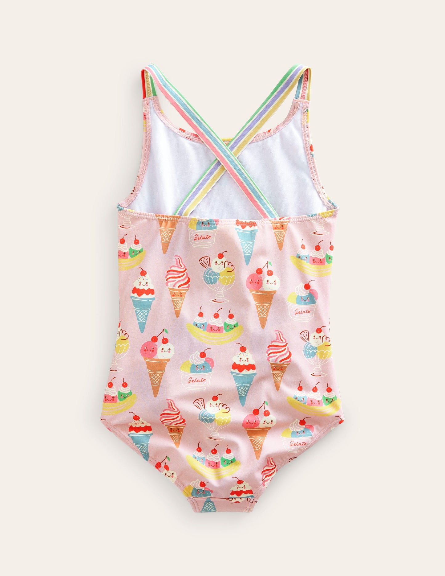 Maillot de bain imprimé croisé dans le dos-Rose tourmaline, motif Ice Cream
