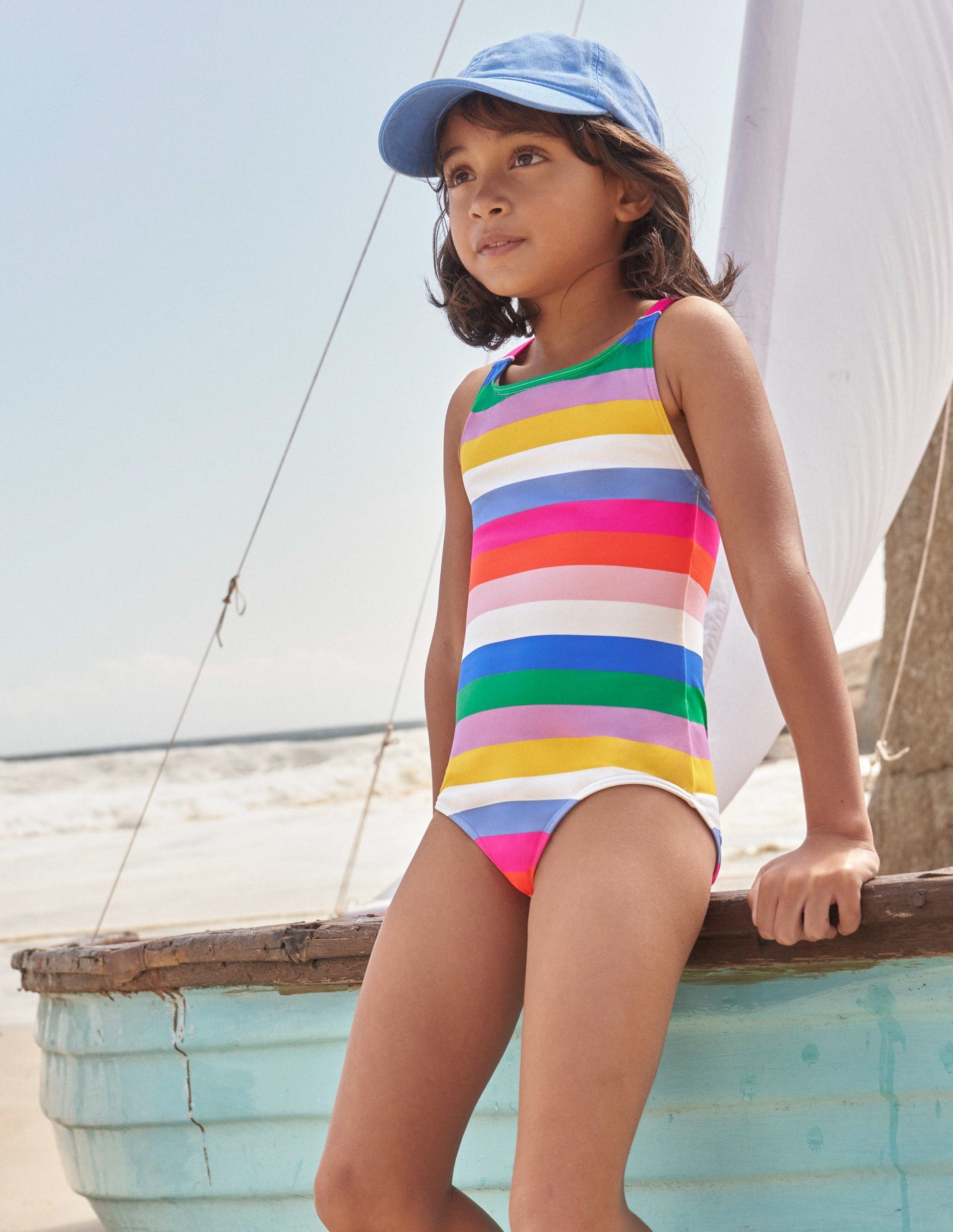 Maillot de bain imprimé croisé dans le dos-Arc-en-ciel multi