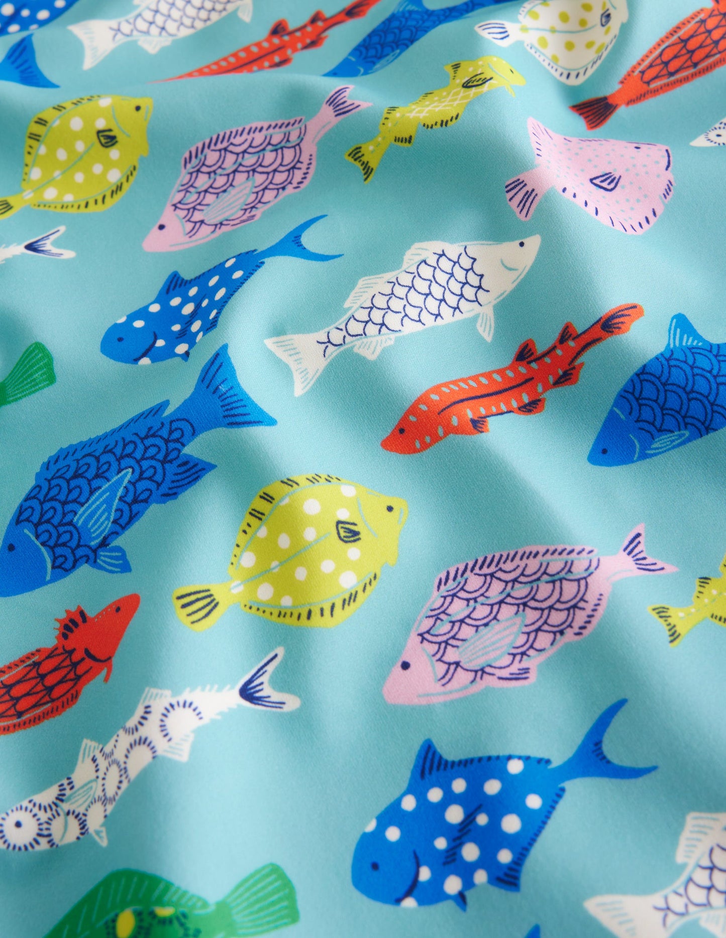 Badeanzug mit Flatterärmeln-Meerblau/Bunt, Fische