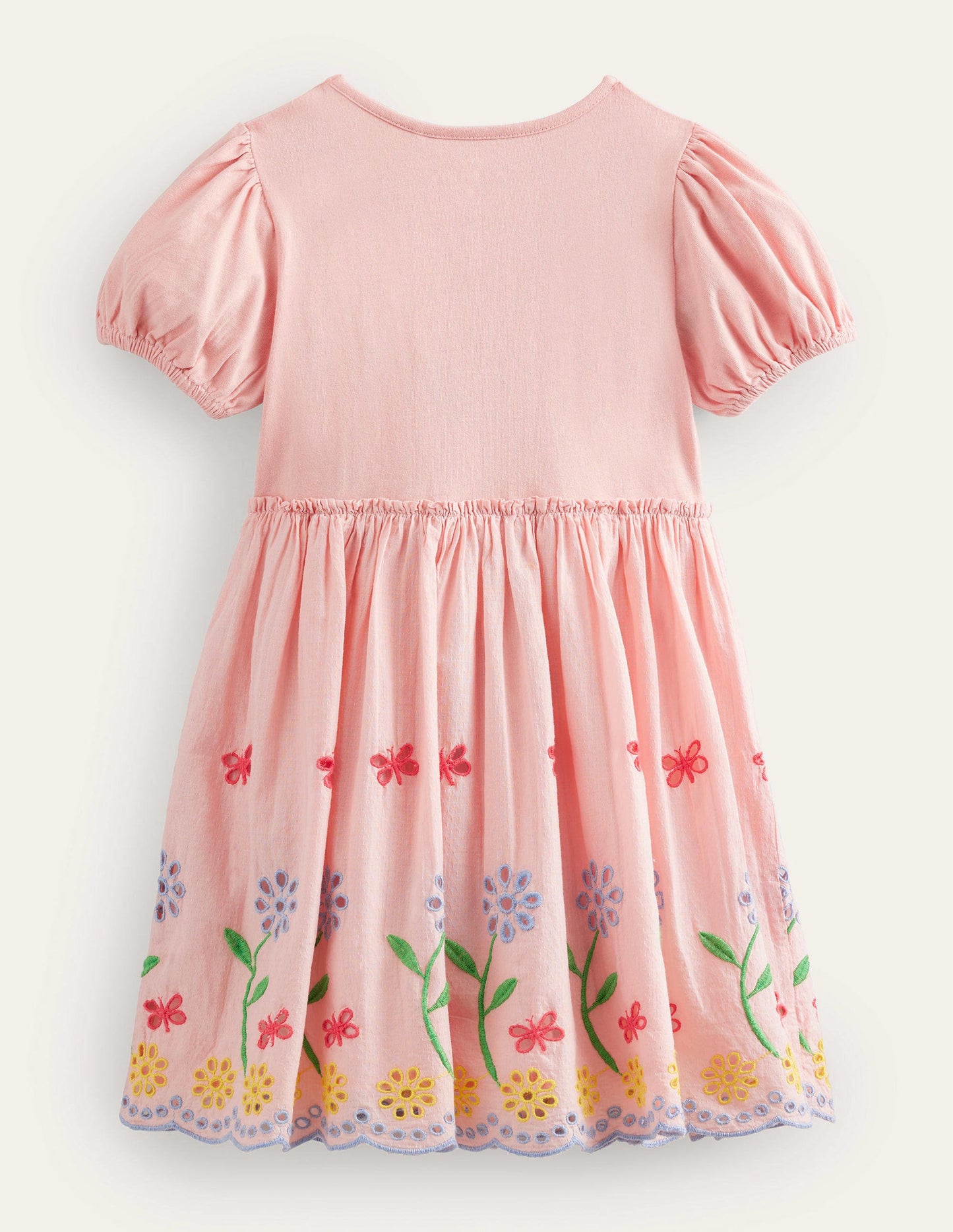 Ausgestelltes Kleid mit Lochstickerei-Blassrosa