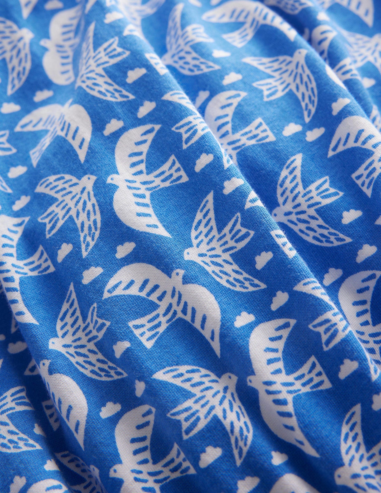 Combishort en jersey imprimé-Oiseaux bleu cabanon