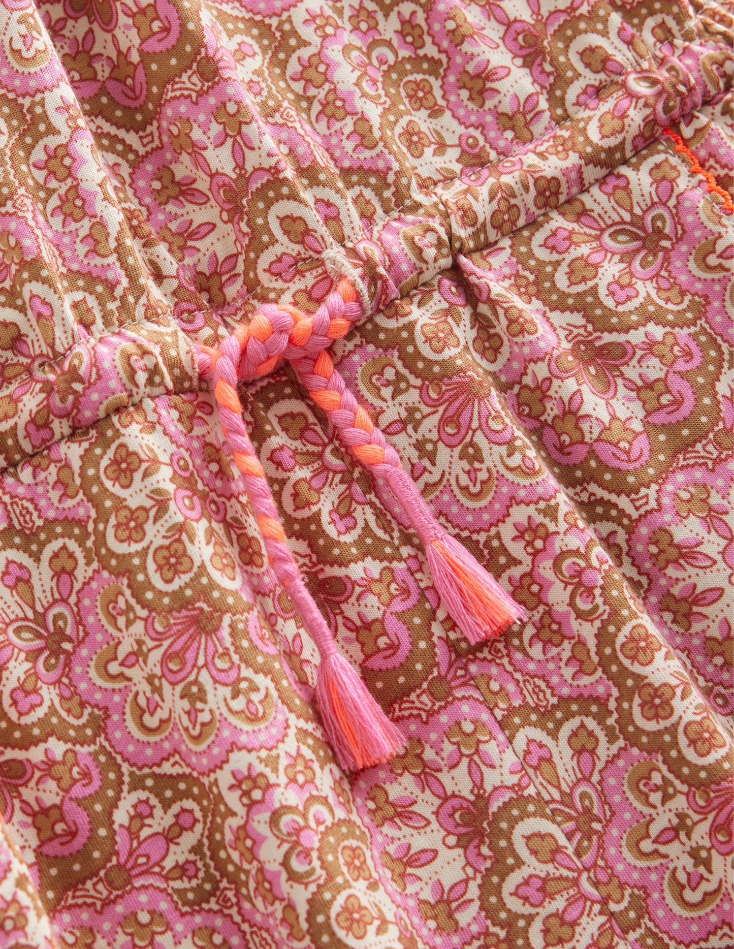 Combishort en jersey imprimé-Motif cachemire bouton de fleur rose