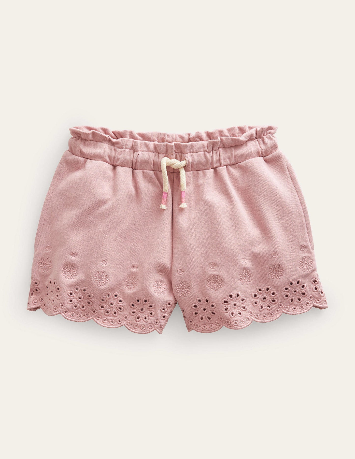 Jerseyshorts mit Lochstickerei-Mandelblütenrosa