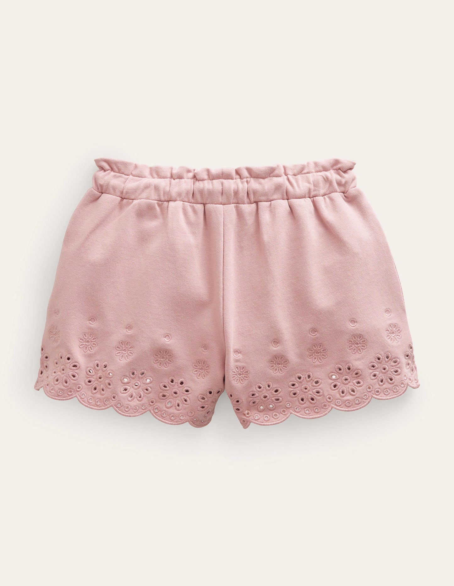 Jerseyshorts mit Lochstickerei-Mandelblütenrosa