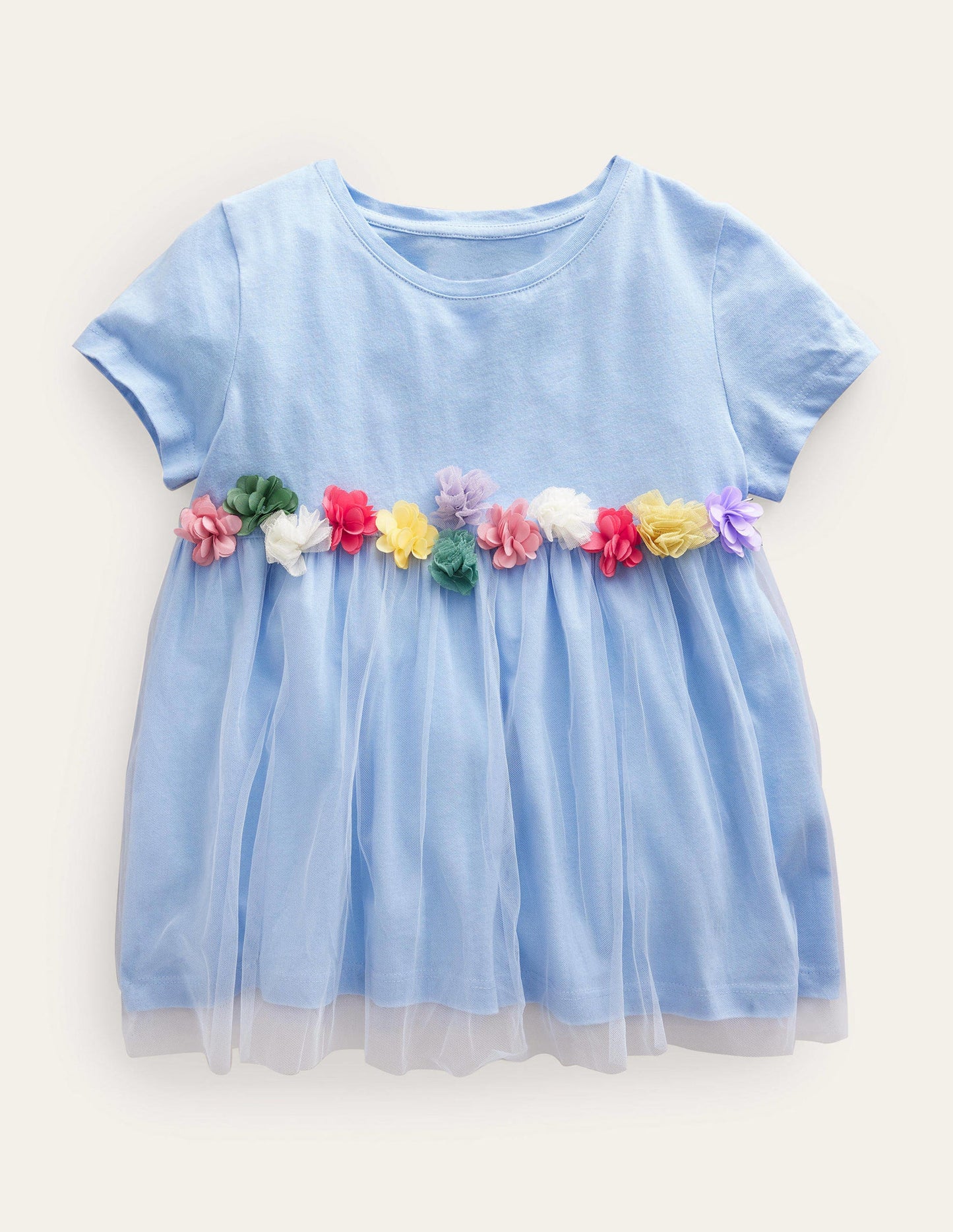 Tulle Flutter Appliqué T-shirt-Brunnera Blue