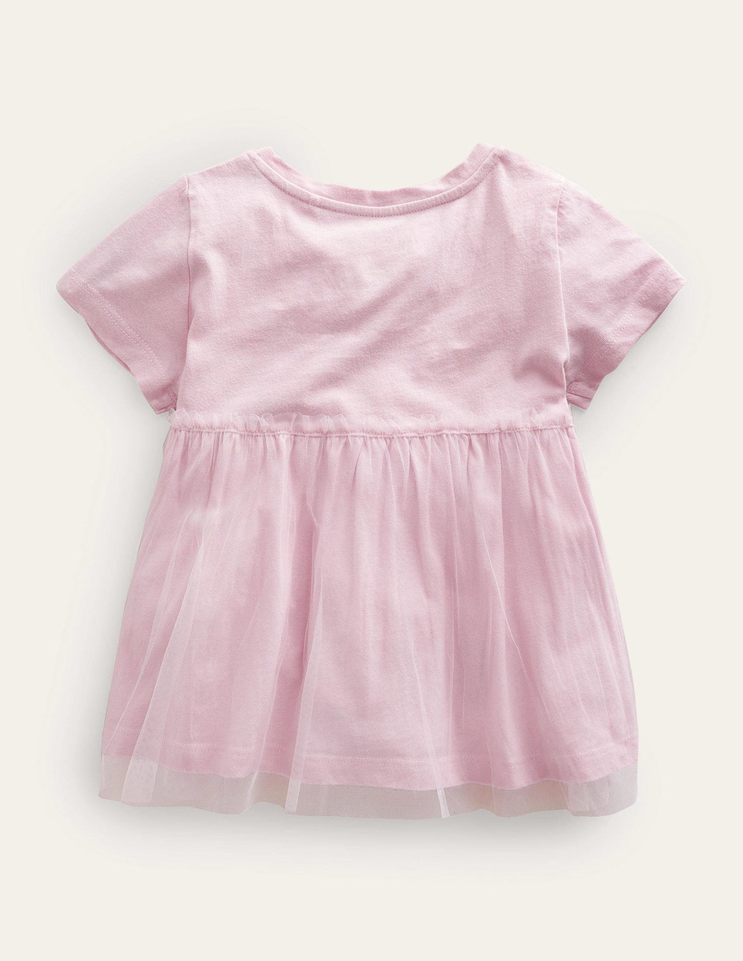 Tüll-T-Shirt mit Flatterapplikation-Französisches Rosa