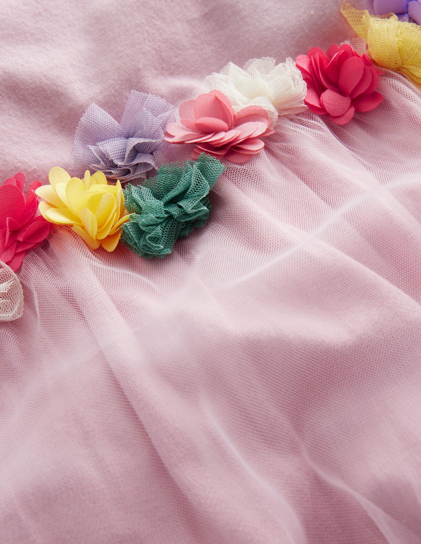 Tüll-T-Shirt mit Flatterapplikation-Französisches Rosa
