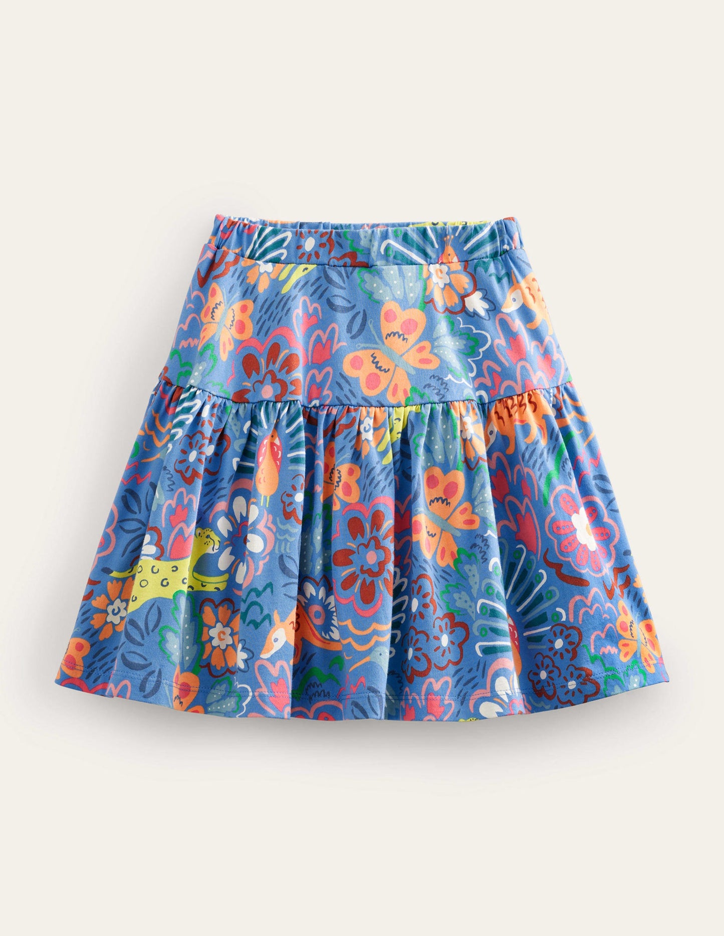 Jupe-short volantée en jersey-Safari léopard bleu