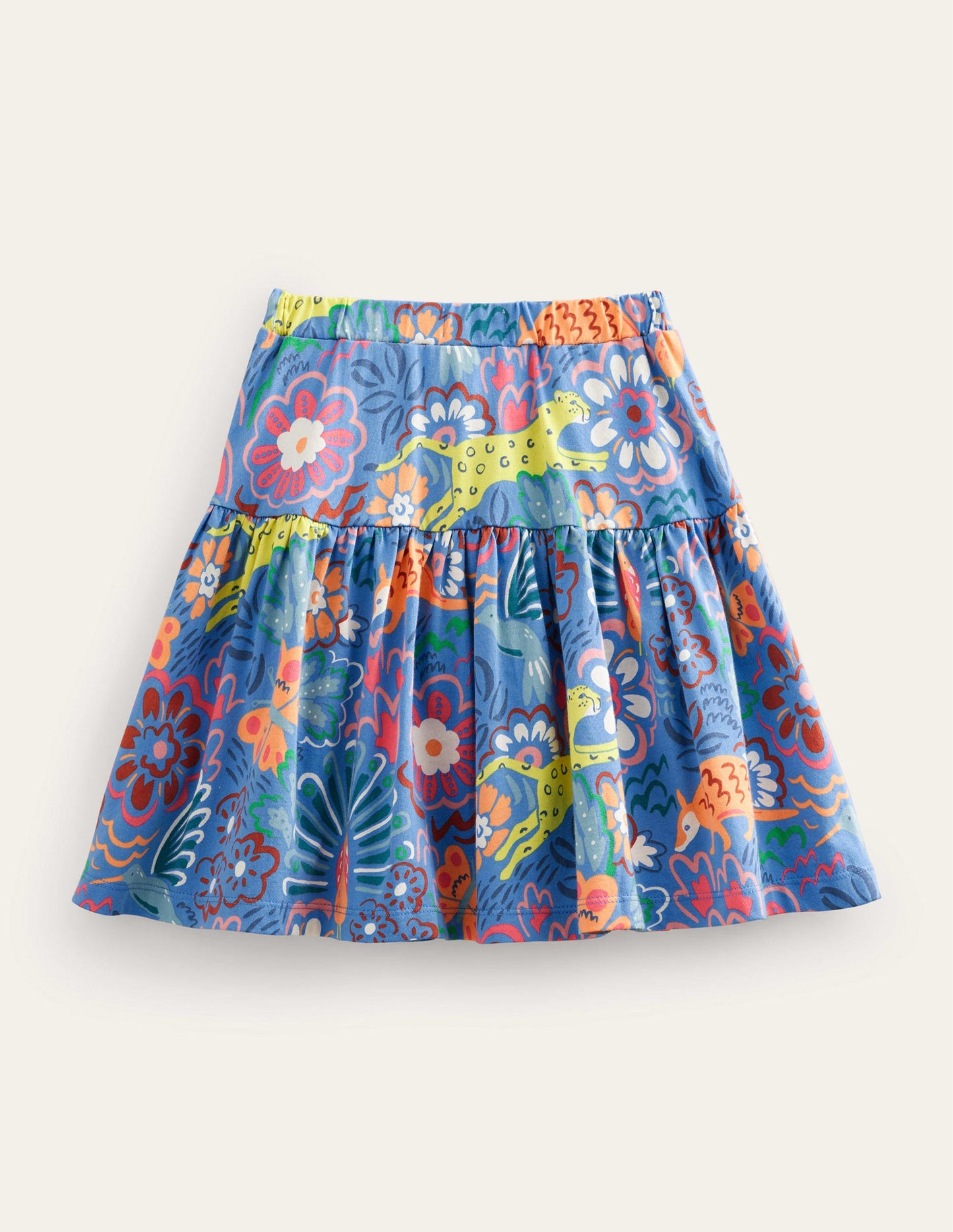 Jupe-short volantée en jersey-Safari léopard bleu
