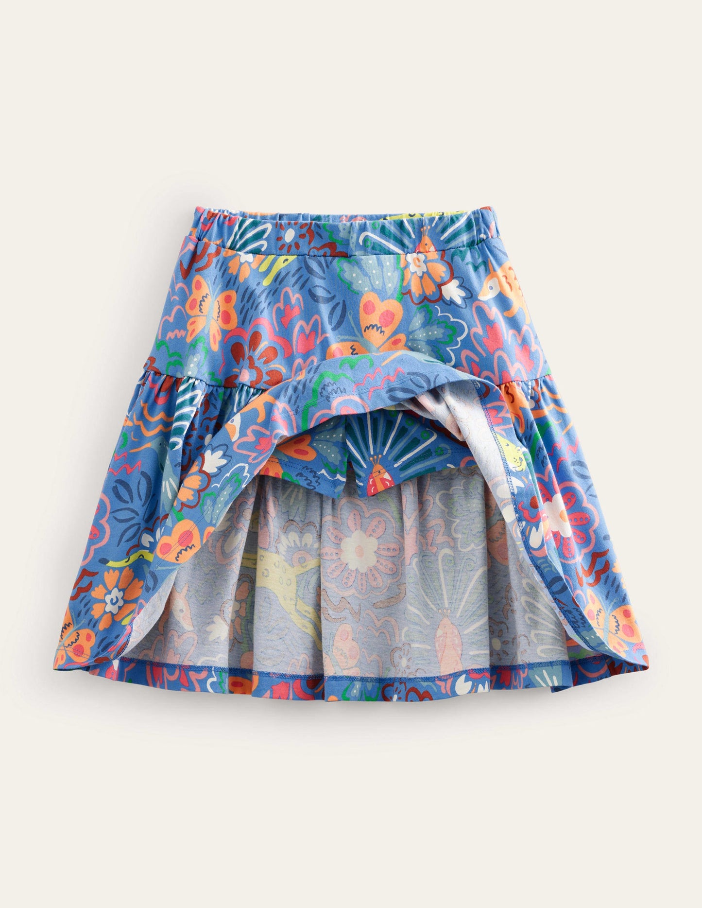 Jupe-short volantée en jersey-Safari léopard bleu