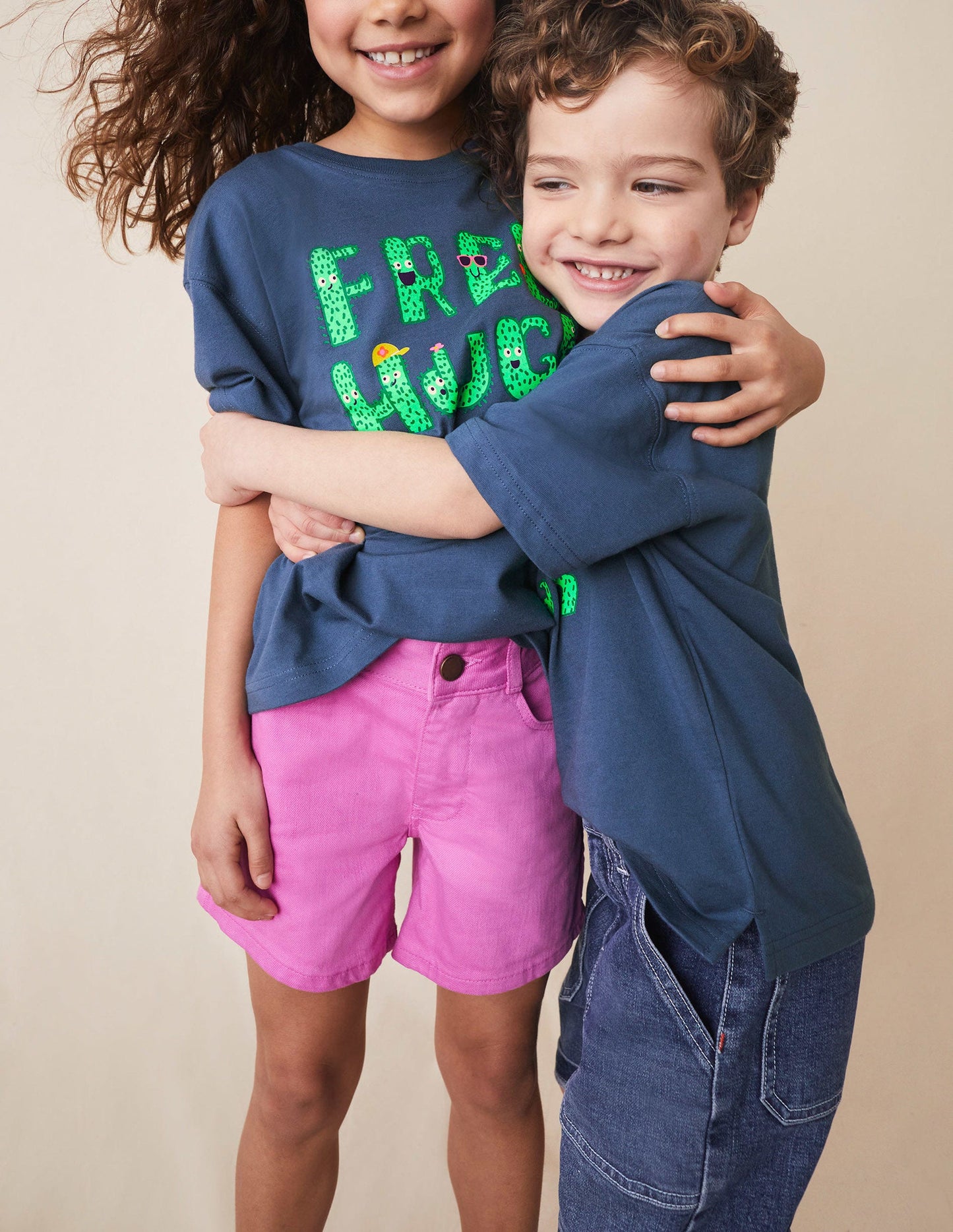 Denimshorts mit hoher Taille-Rosarot