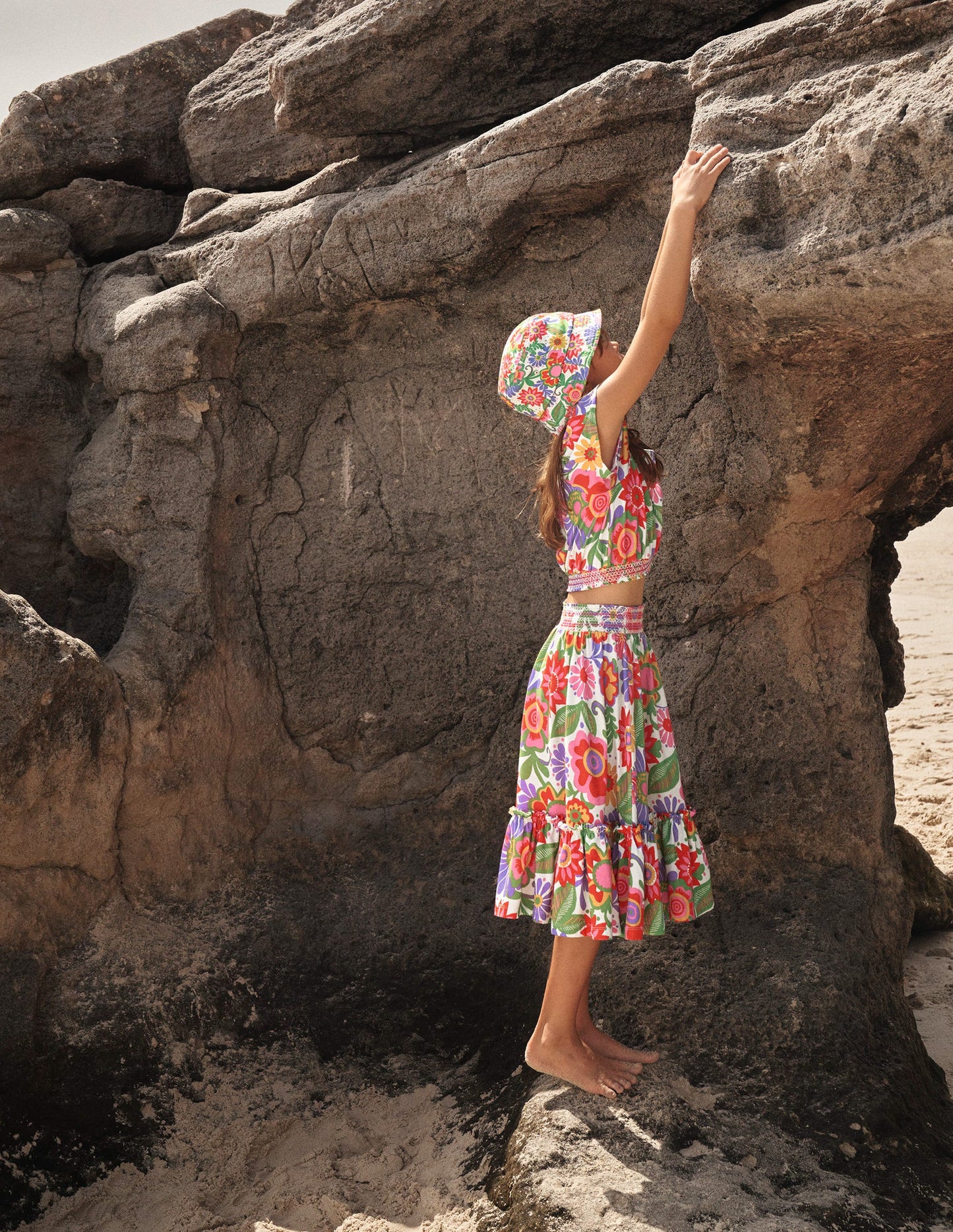 Jupe midi imprimée en jersey-Motif Festival Floral multi