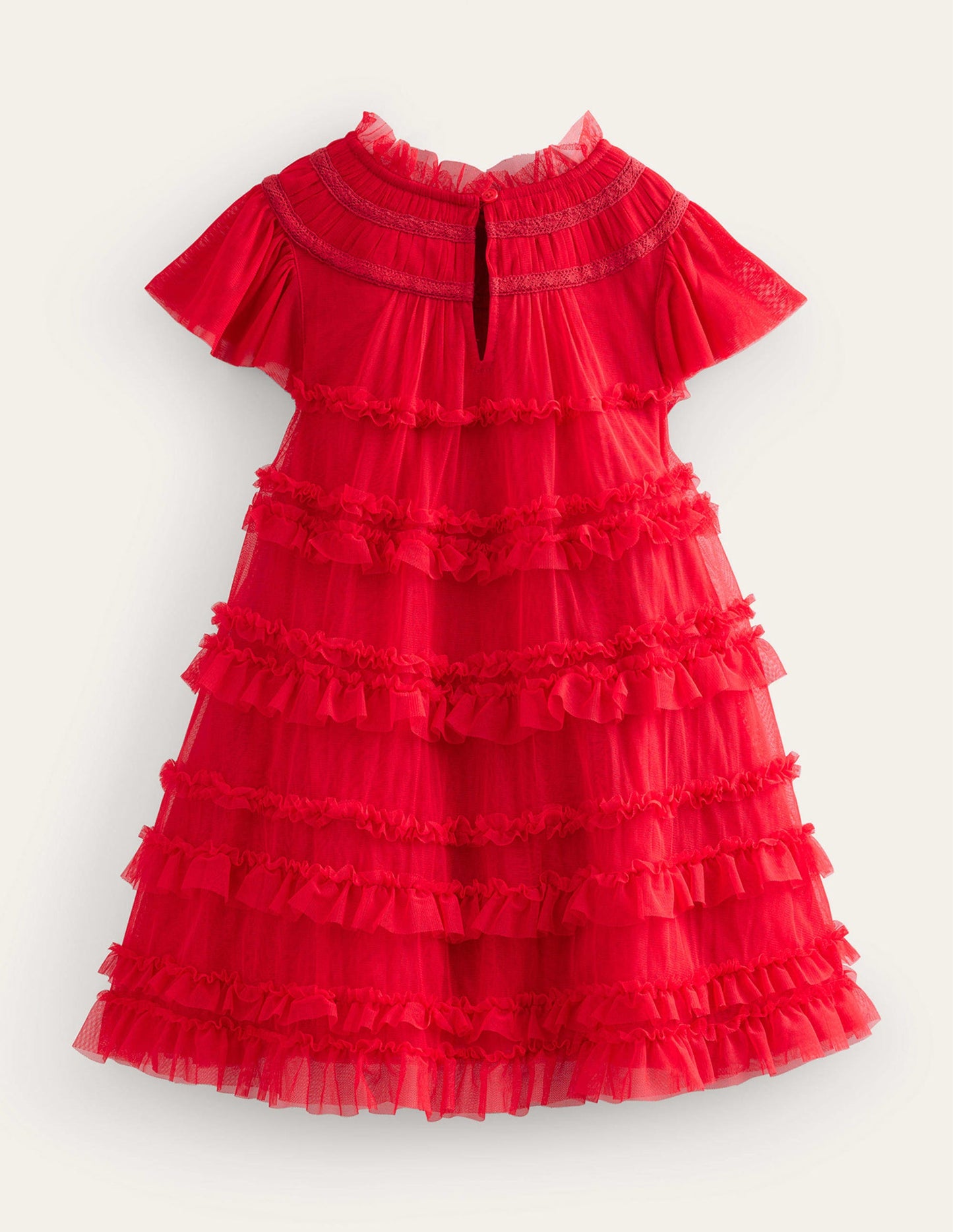 Robe à volants en tulle-Rouge royal