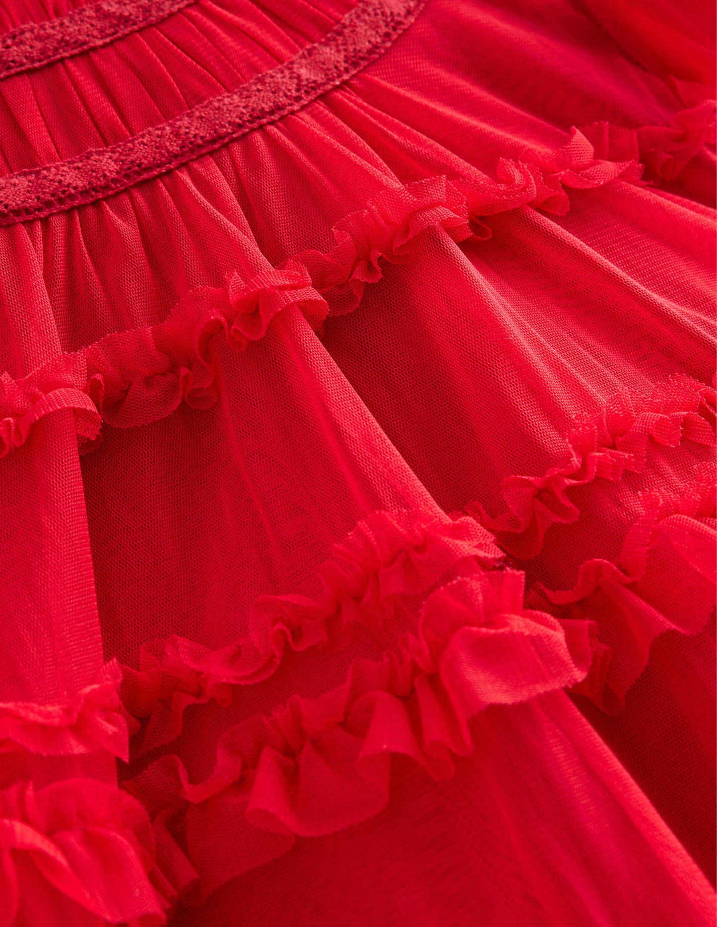 Robe à volants en tulle-Rouge royal