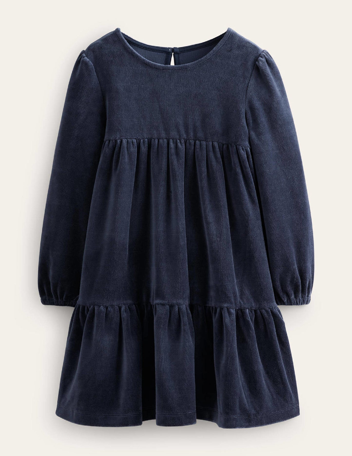 Gestuftes Velours-Kleid-Schuluniform-Marineblau
