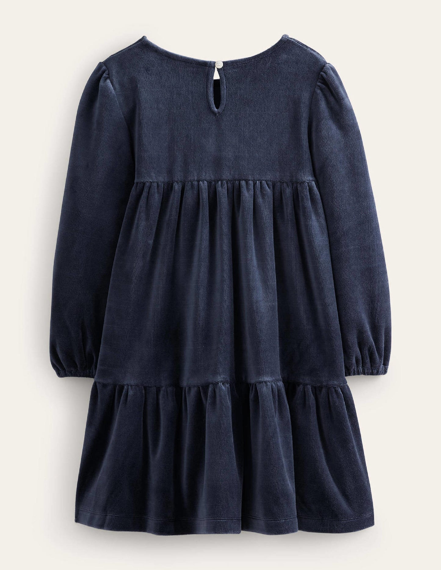 Gestuftes Velours-Kleid-Schuluniform-Marineblau