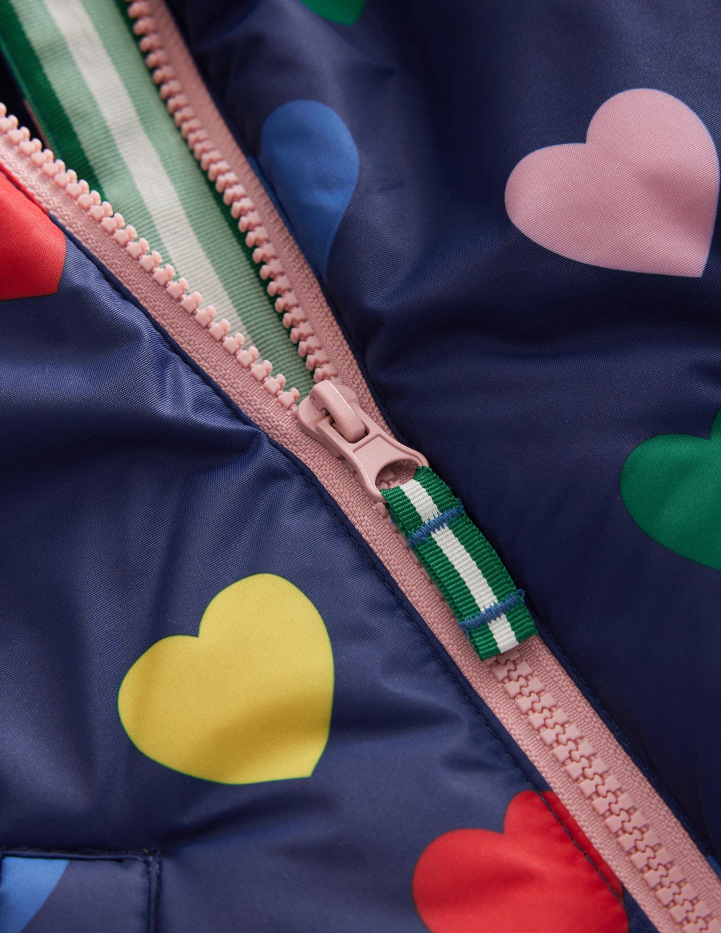 Printed Sherpa Lined Anorak-Navy Hearts