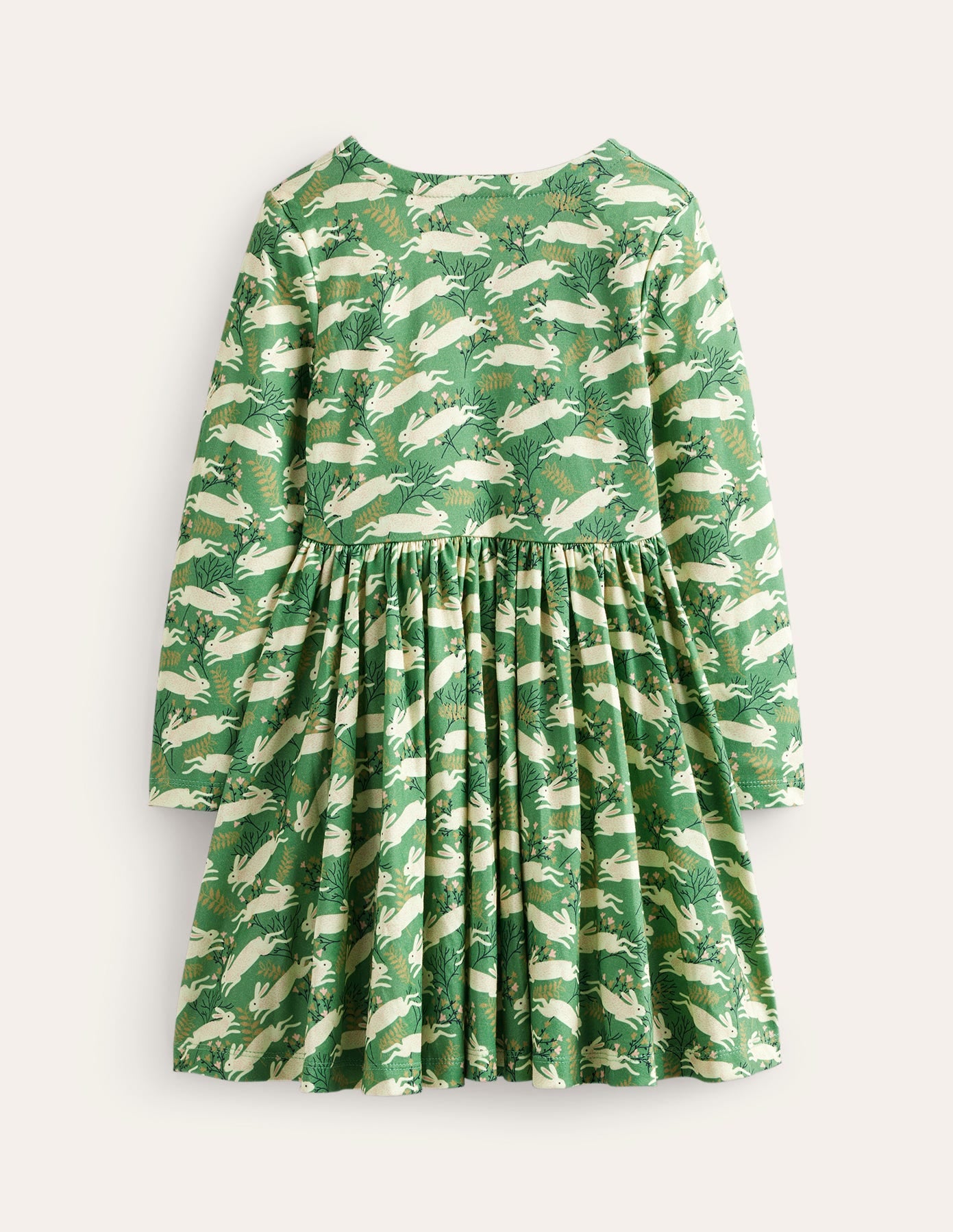 Ballerina-Kleid aus Jersey-Grün Hoppelnde Hasen