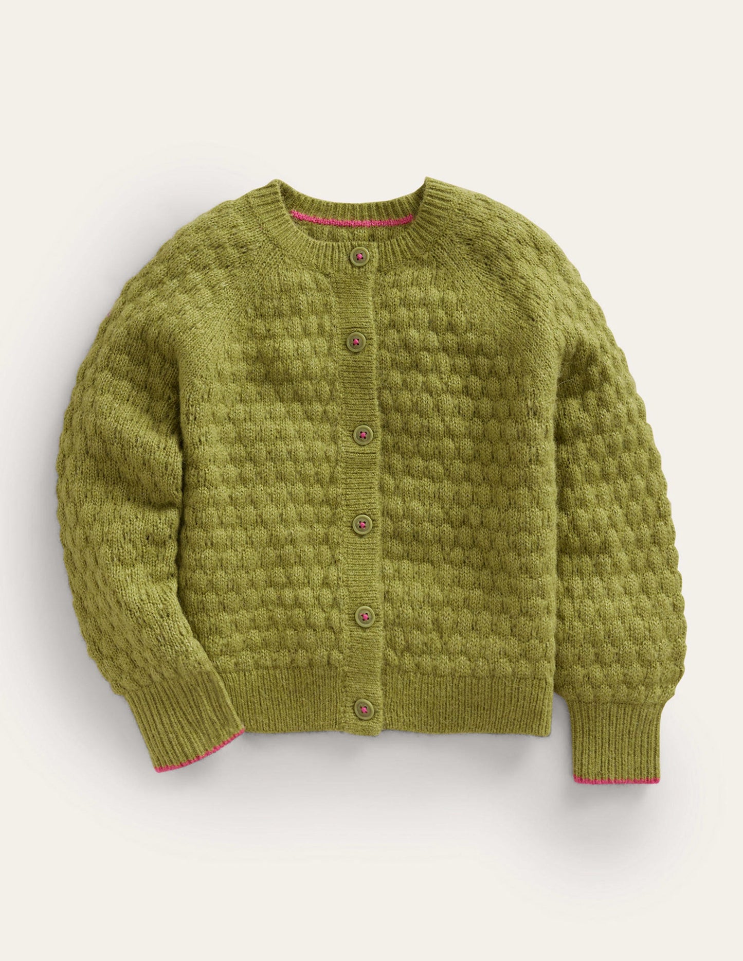 Cardigan en maille noisette-Vert carambole