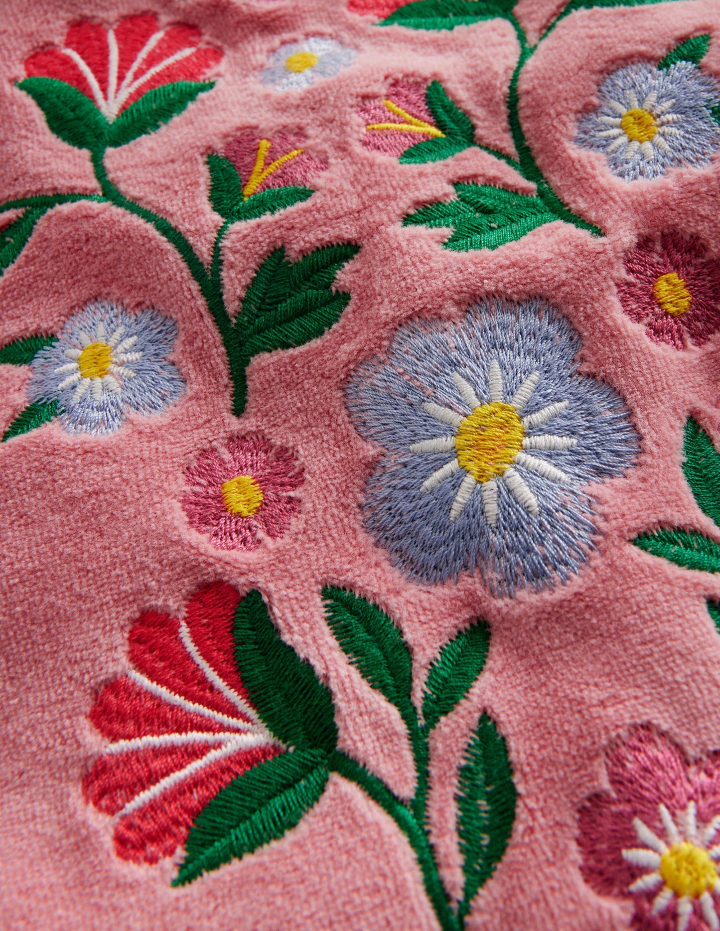 Besticktes Sweatshirt aus Samt-Mandelrosa Floral