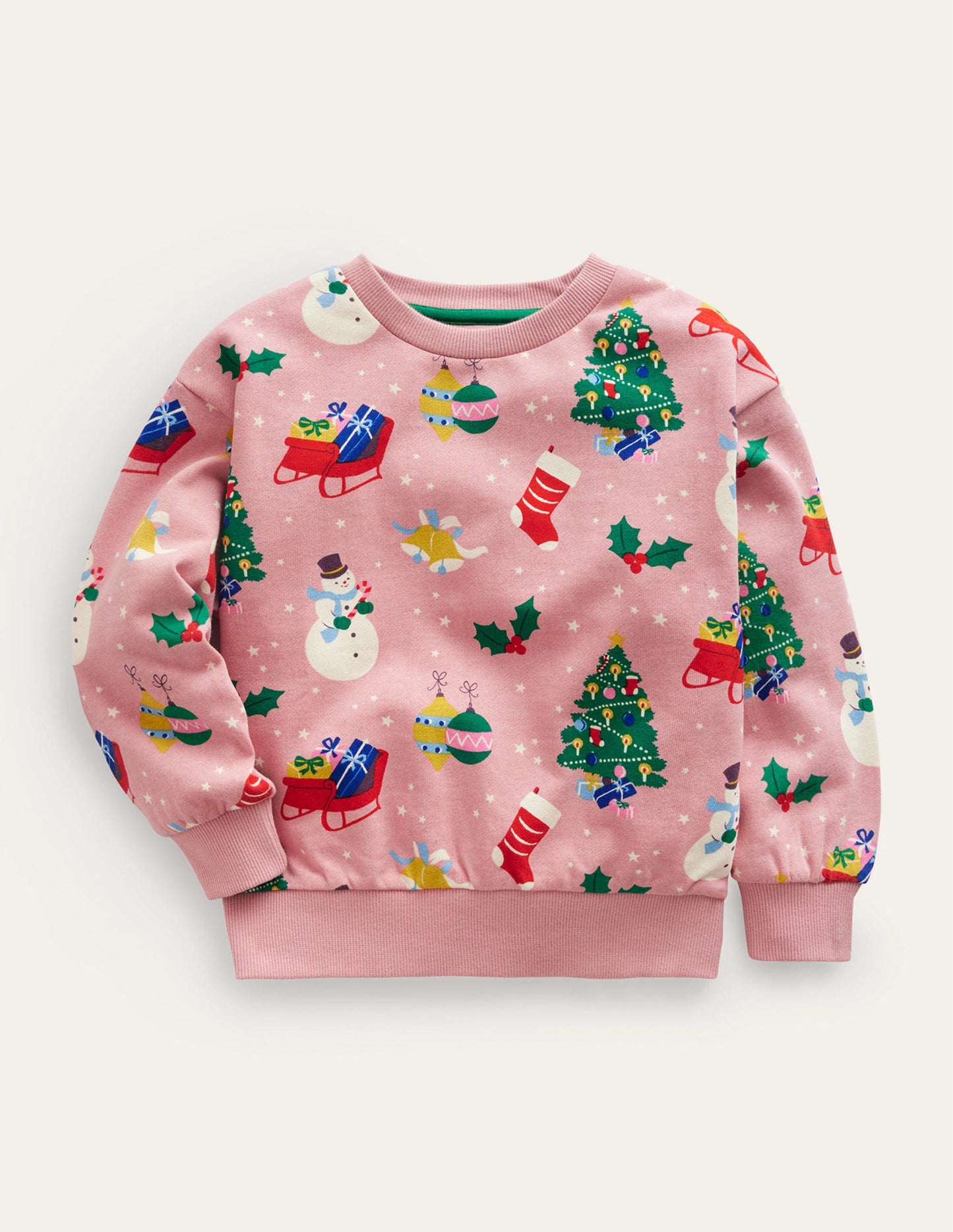 Lockeres, bedrucktes Sweatshirt-Mandelrosa Festlich