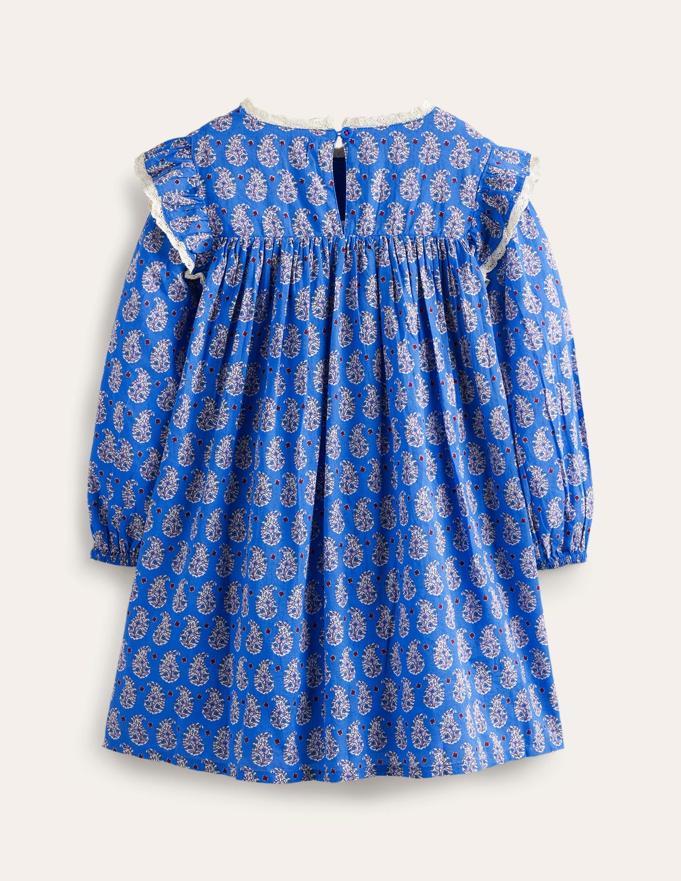 Kleid mit Spitzenbesatz und Druck-Blau Paisley