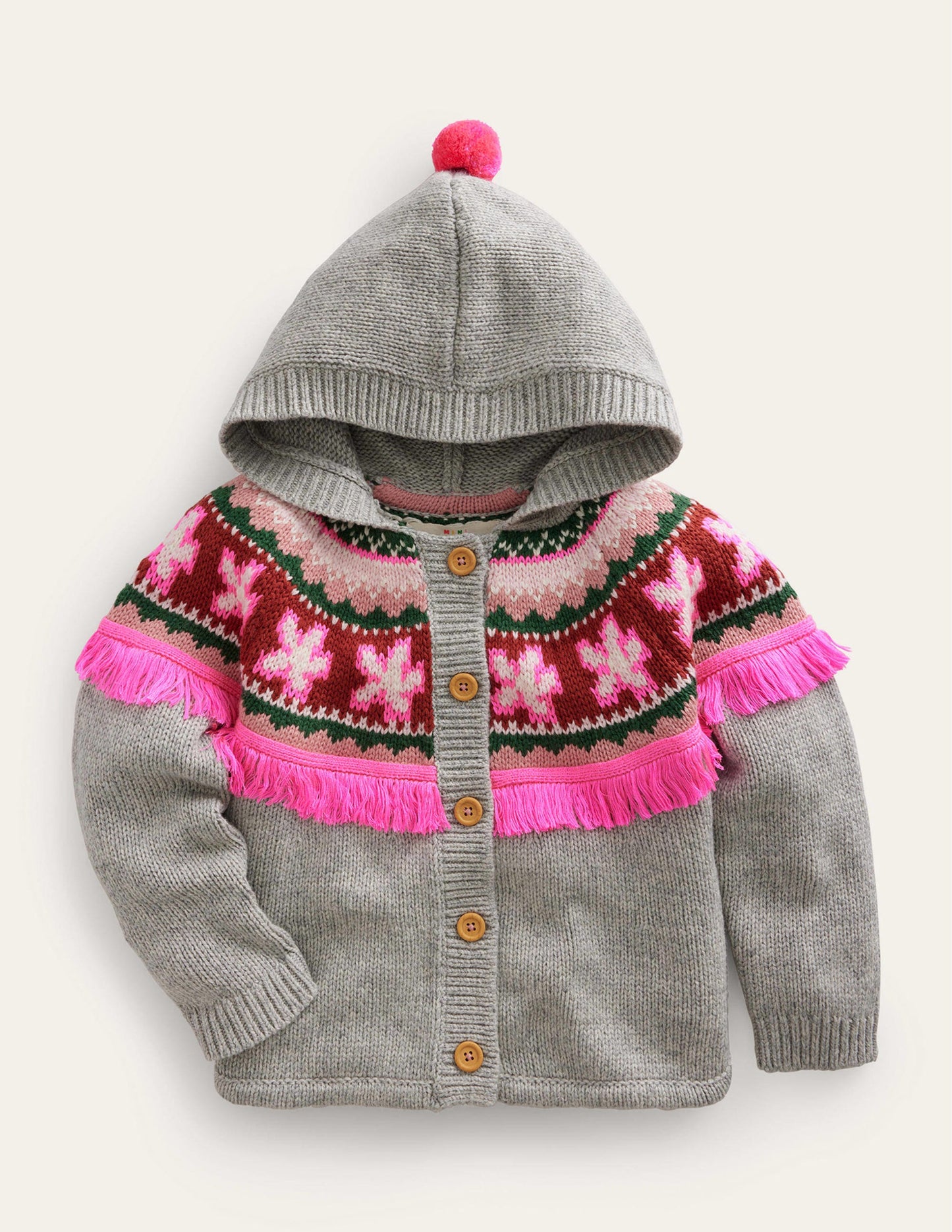 Poncho-Strickjacke-Grau Meliert