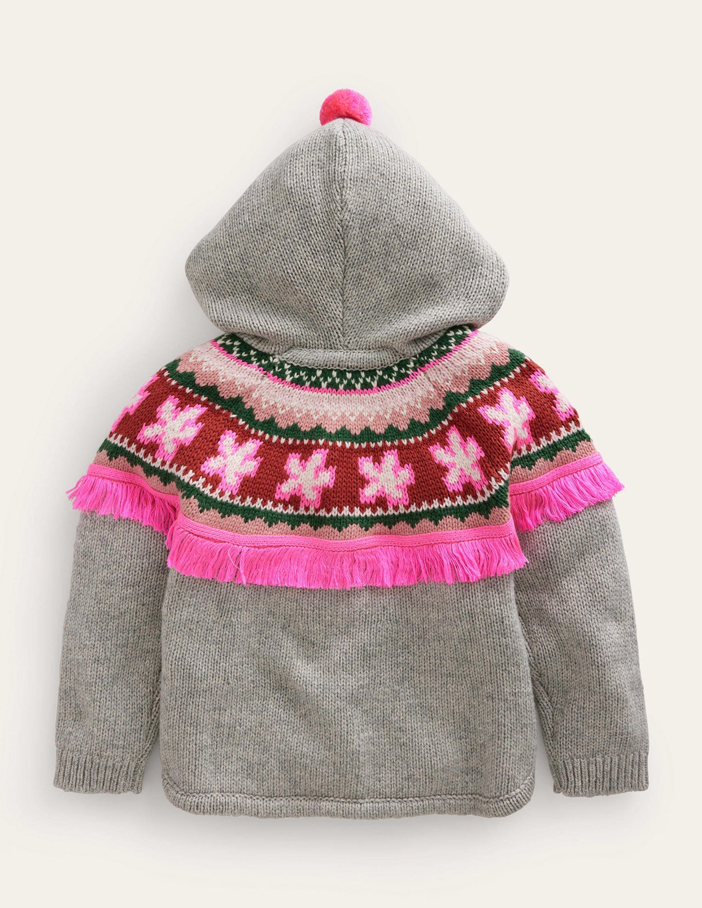 Poncho-Strickjacke-Grau Meliert