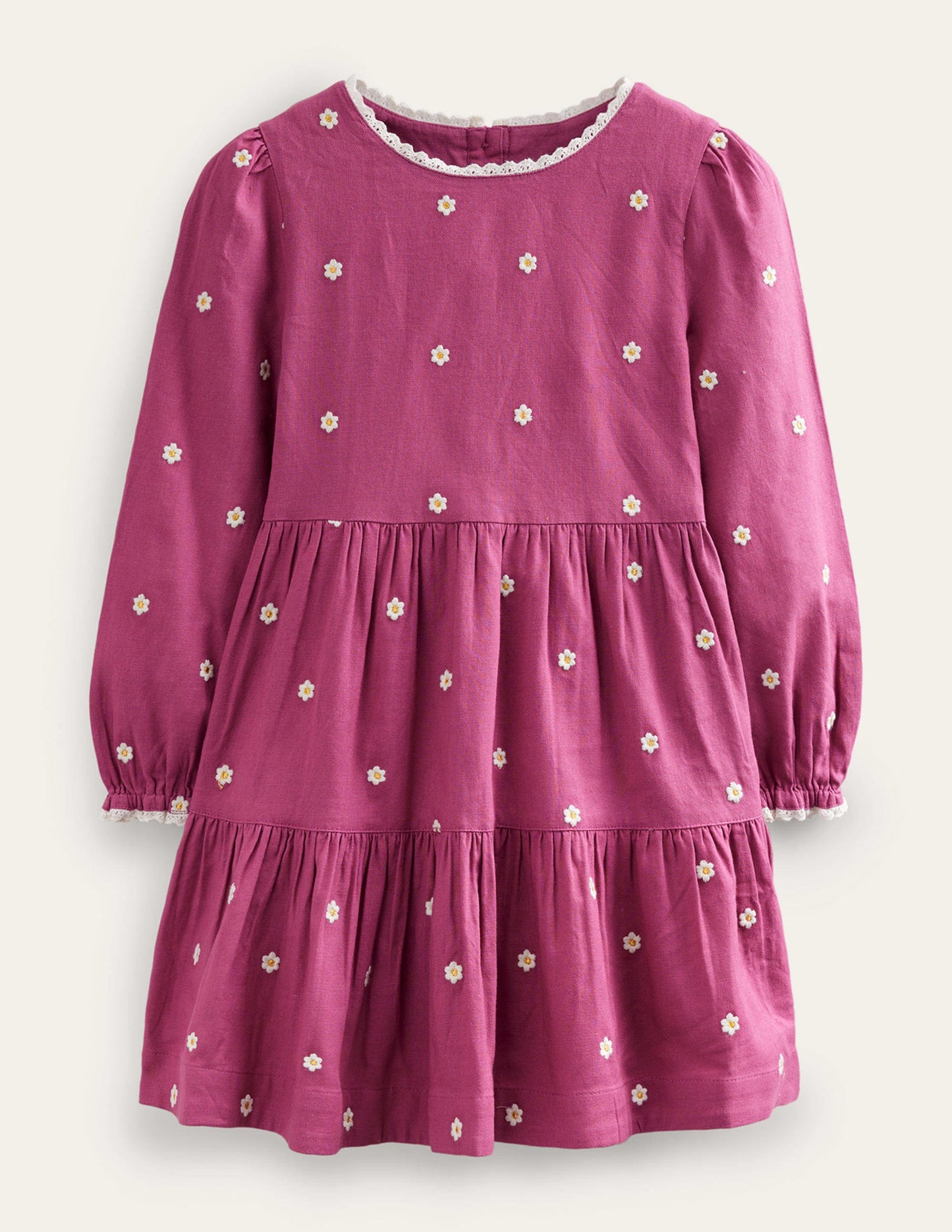 Besticktes schwingendes Kleid-Rosa Gänseblümchen