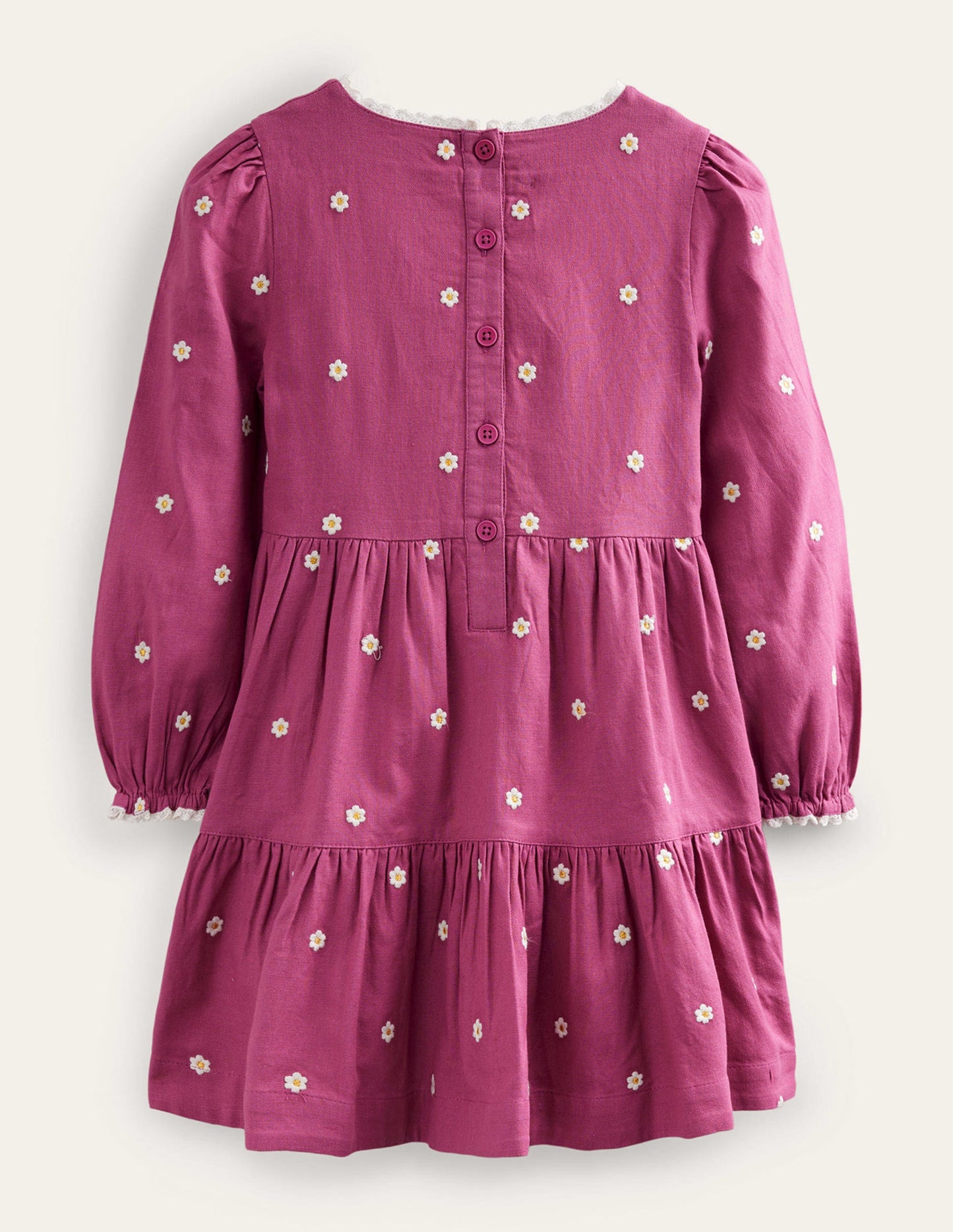 Besticktes schwingendes Kleid-Rosa Gänseblümchen