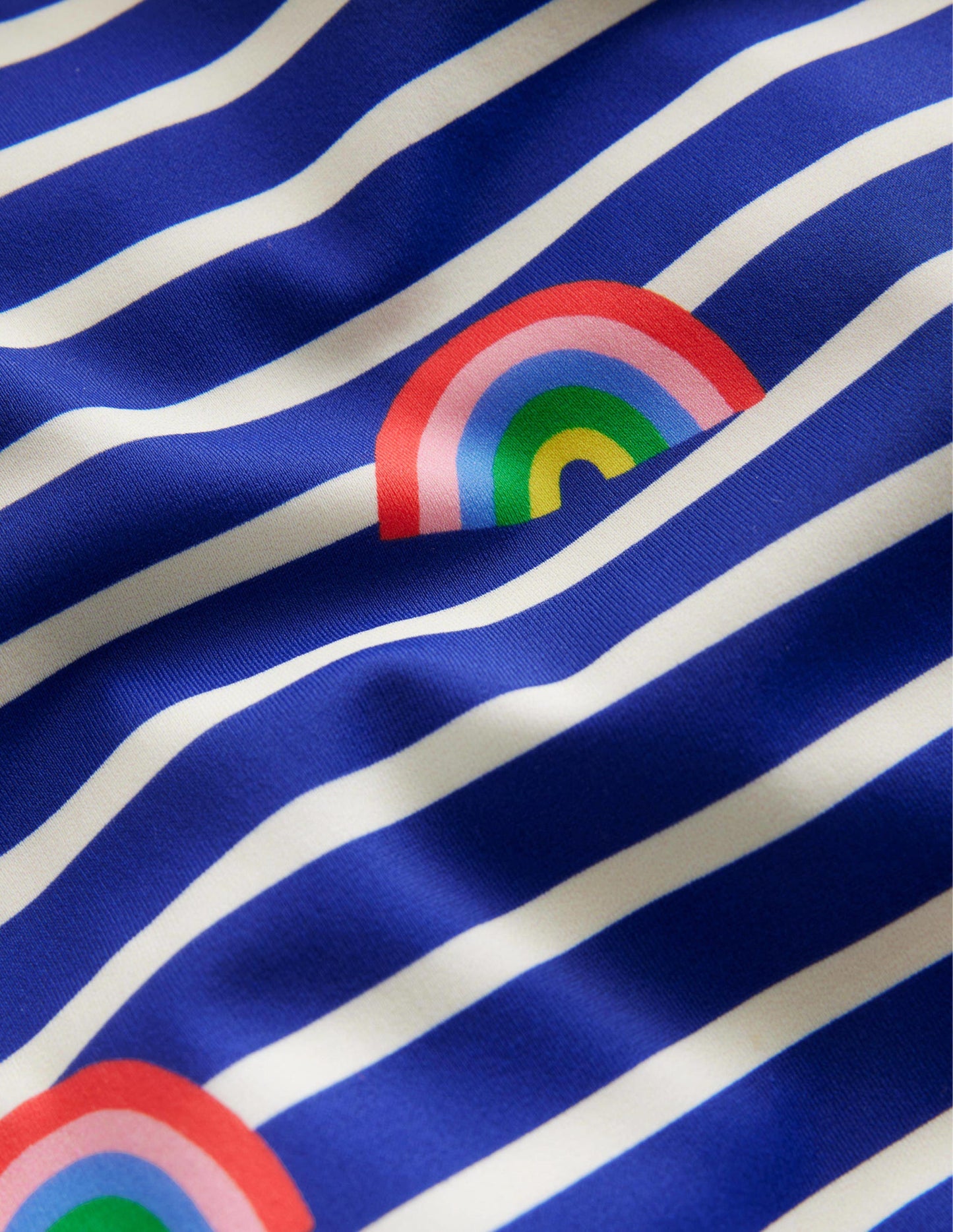 Maillot de bain imprimé croisé dans le dos-Arcs-en-ciel marinière bleu saphir