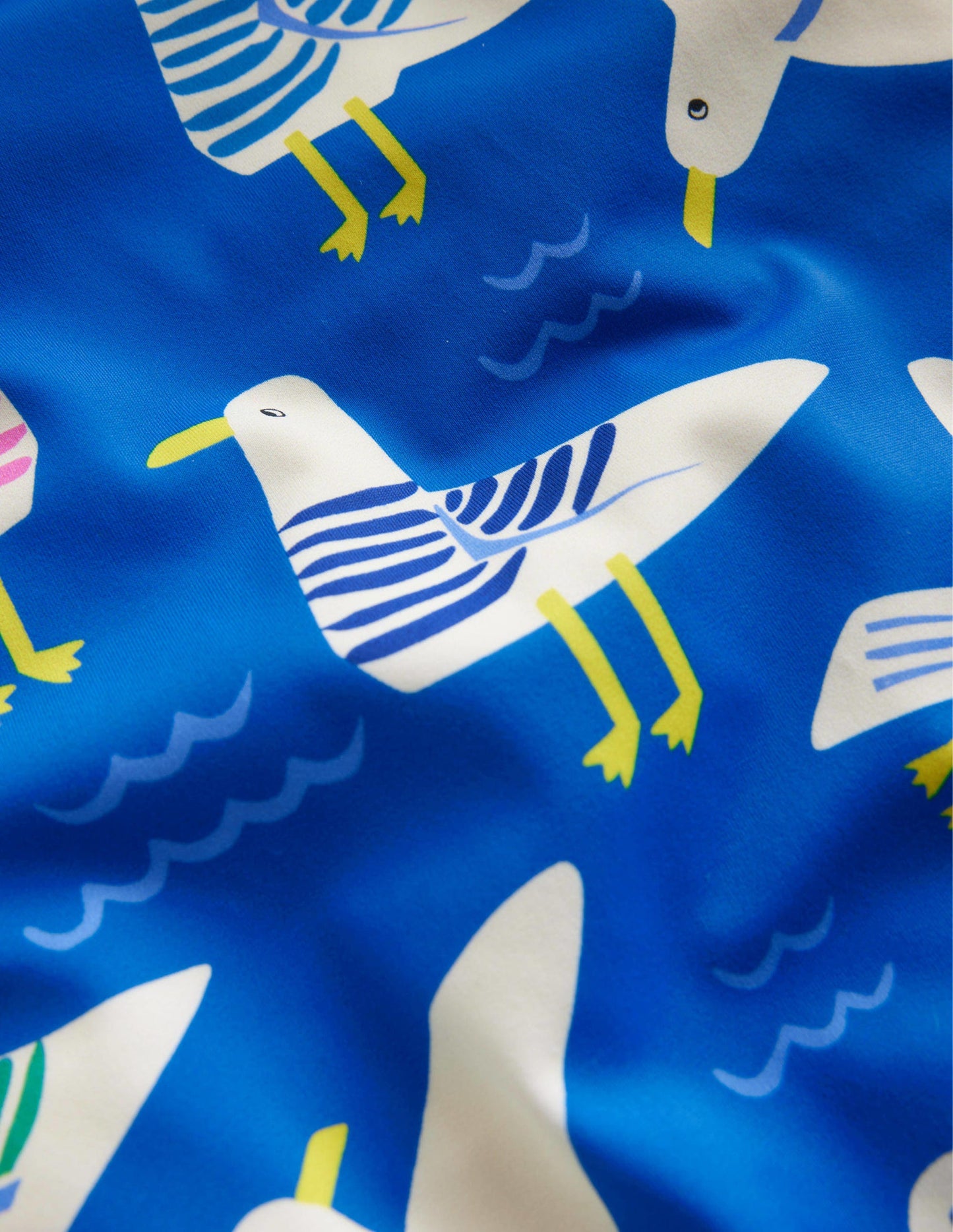 Maillot de bain imprimé croisé dans le dos-Mouettes bleu Directoire