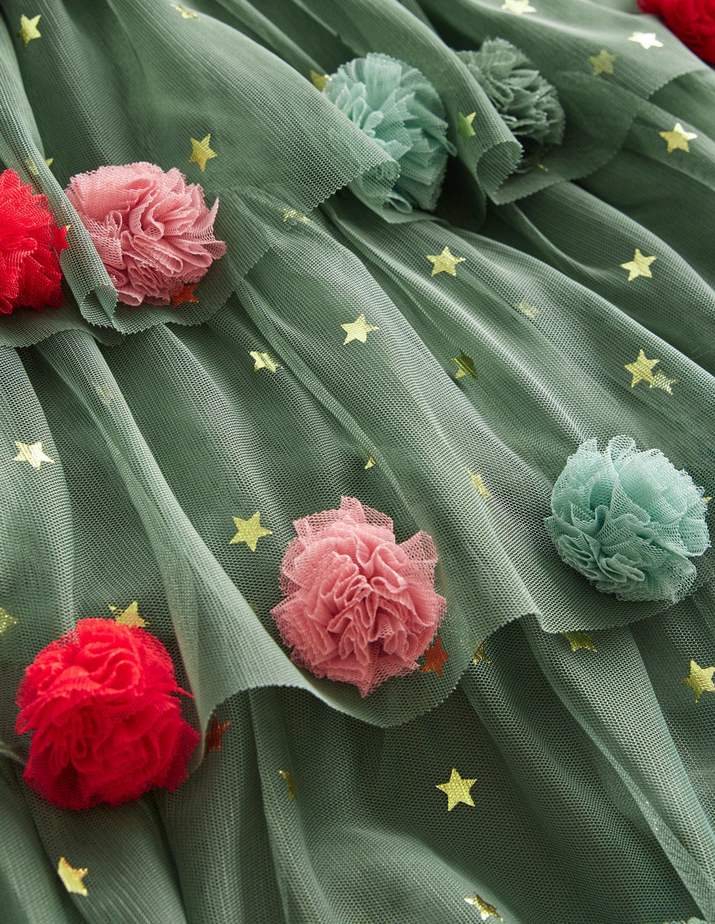 Tüllkleid mit Weihnachtsbaum-Schilfgrün