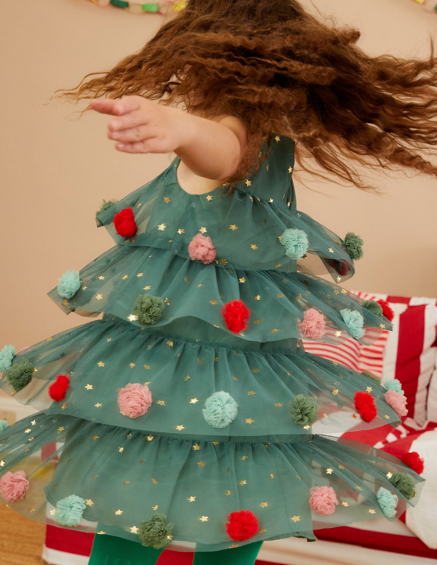 Tüllkleid mit Weihnachtsbaum-Schilfgrün