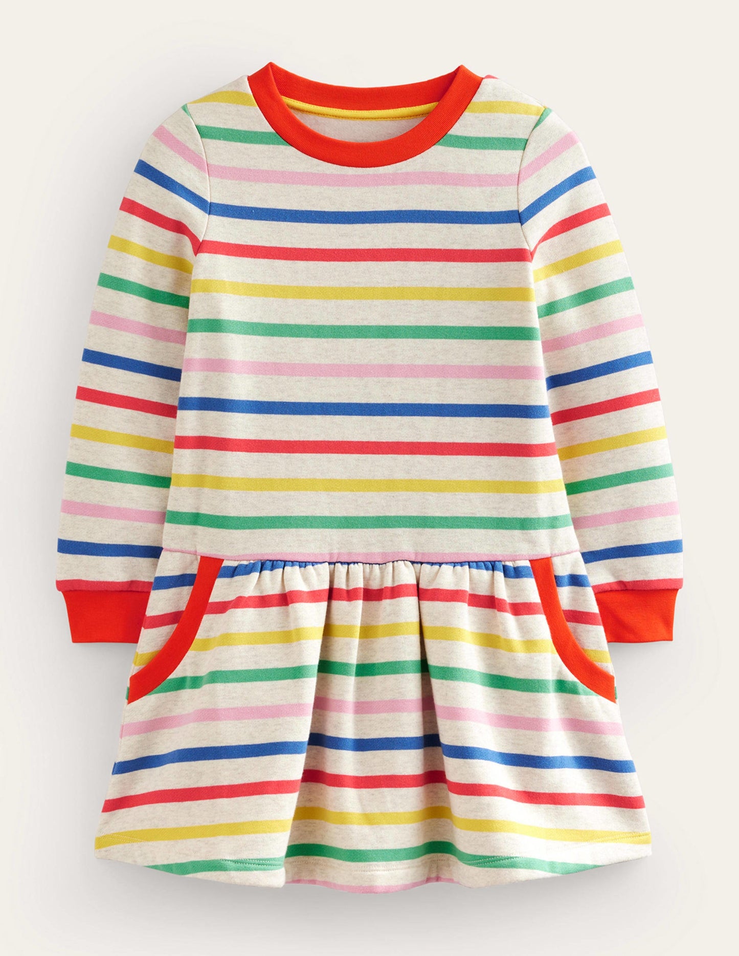 Gemütliches Sweatshirt-Kleid mit Muster-Bunt Gestreift