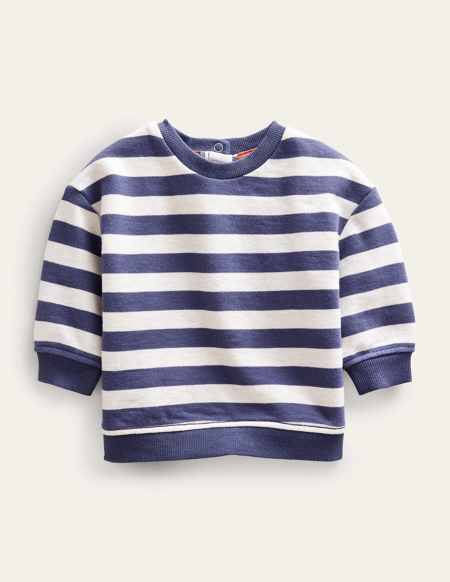 Stripy Sweatshirt-Oatmeal/Navy