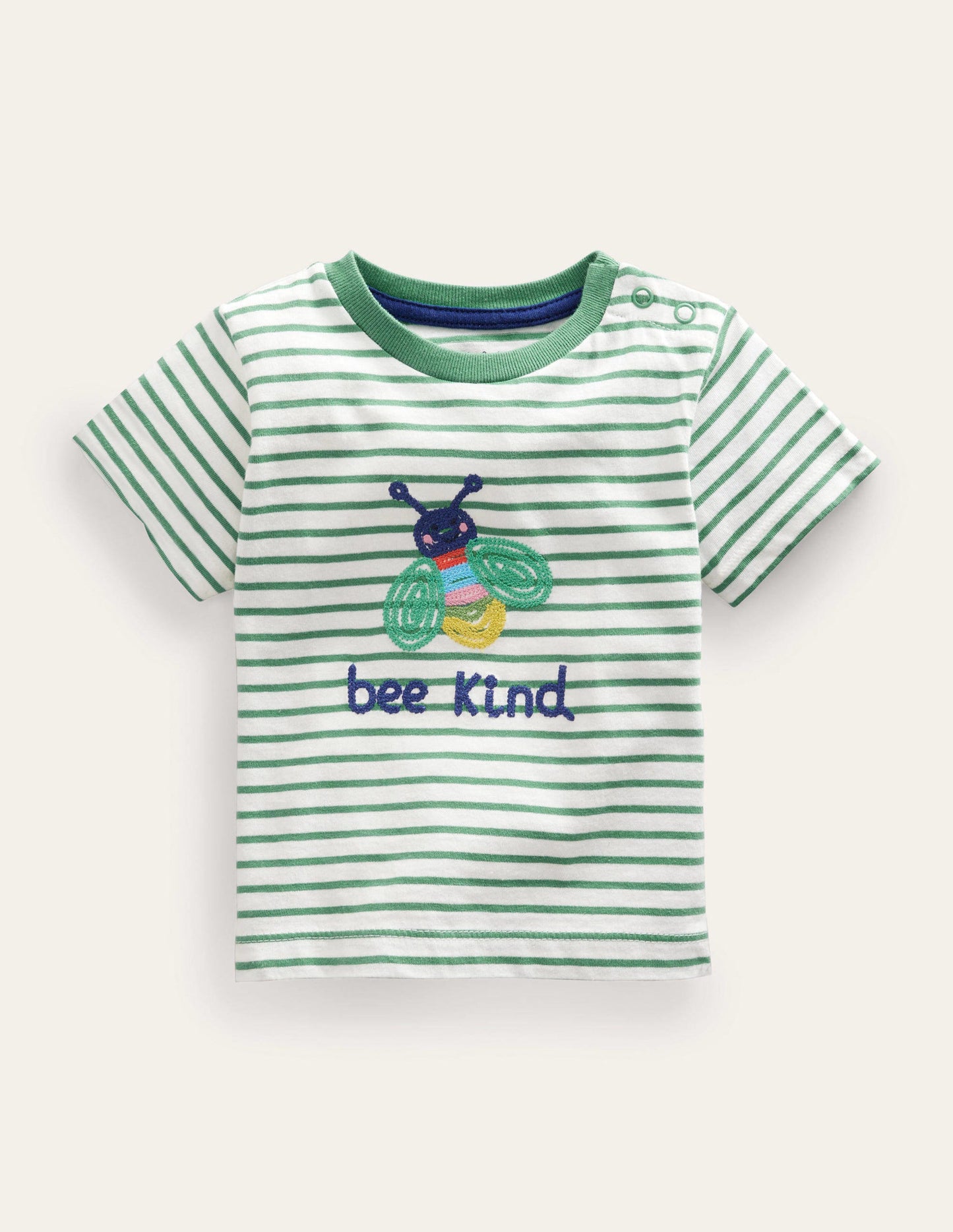 T-shirt graphique brodé-Abeille ivoire/vert csarite