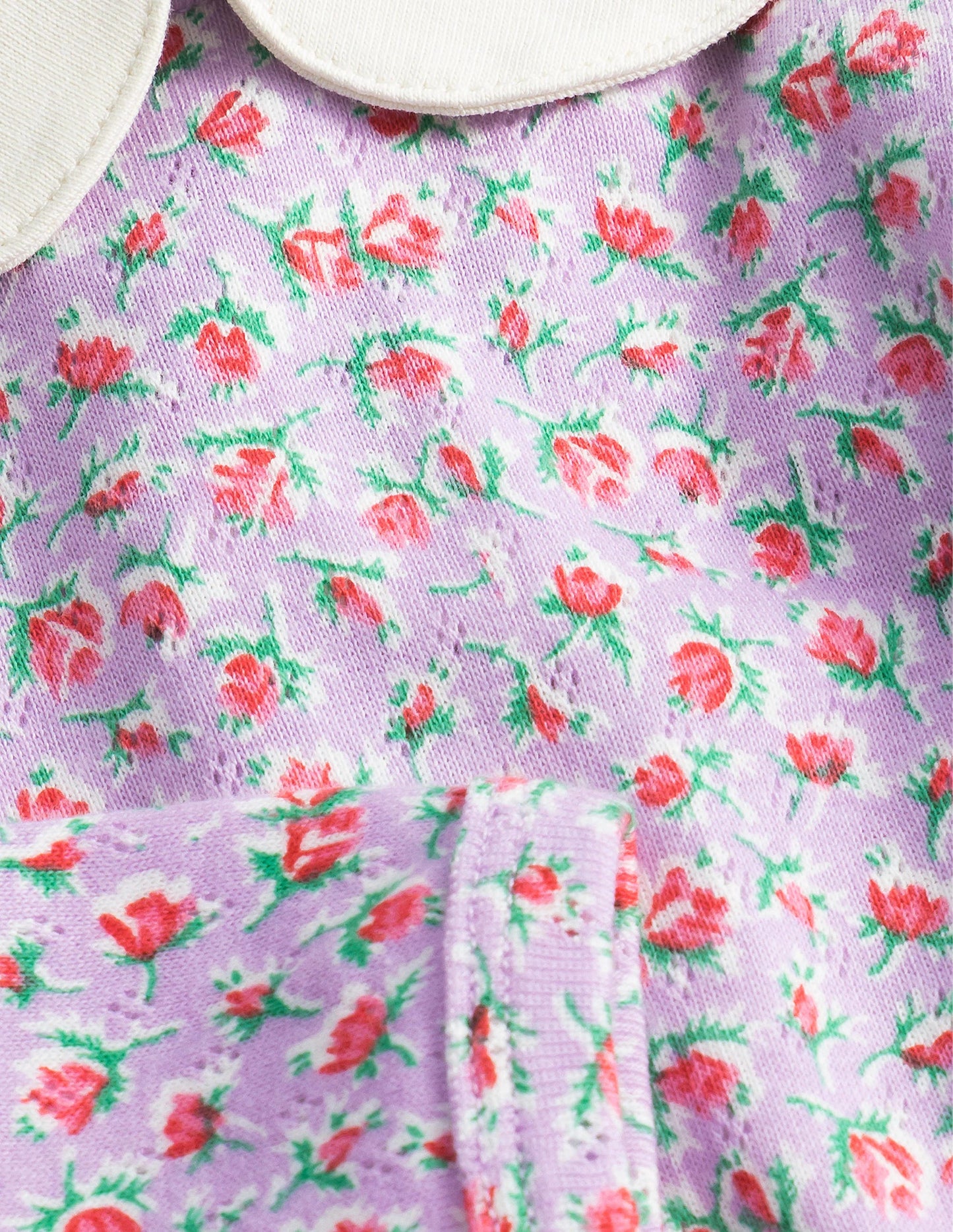 Pointelle-Body mit Kragen-Fliederrosa/Vintageblau, Zweig