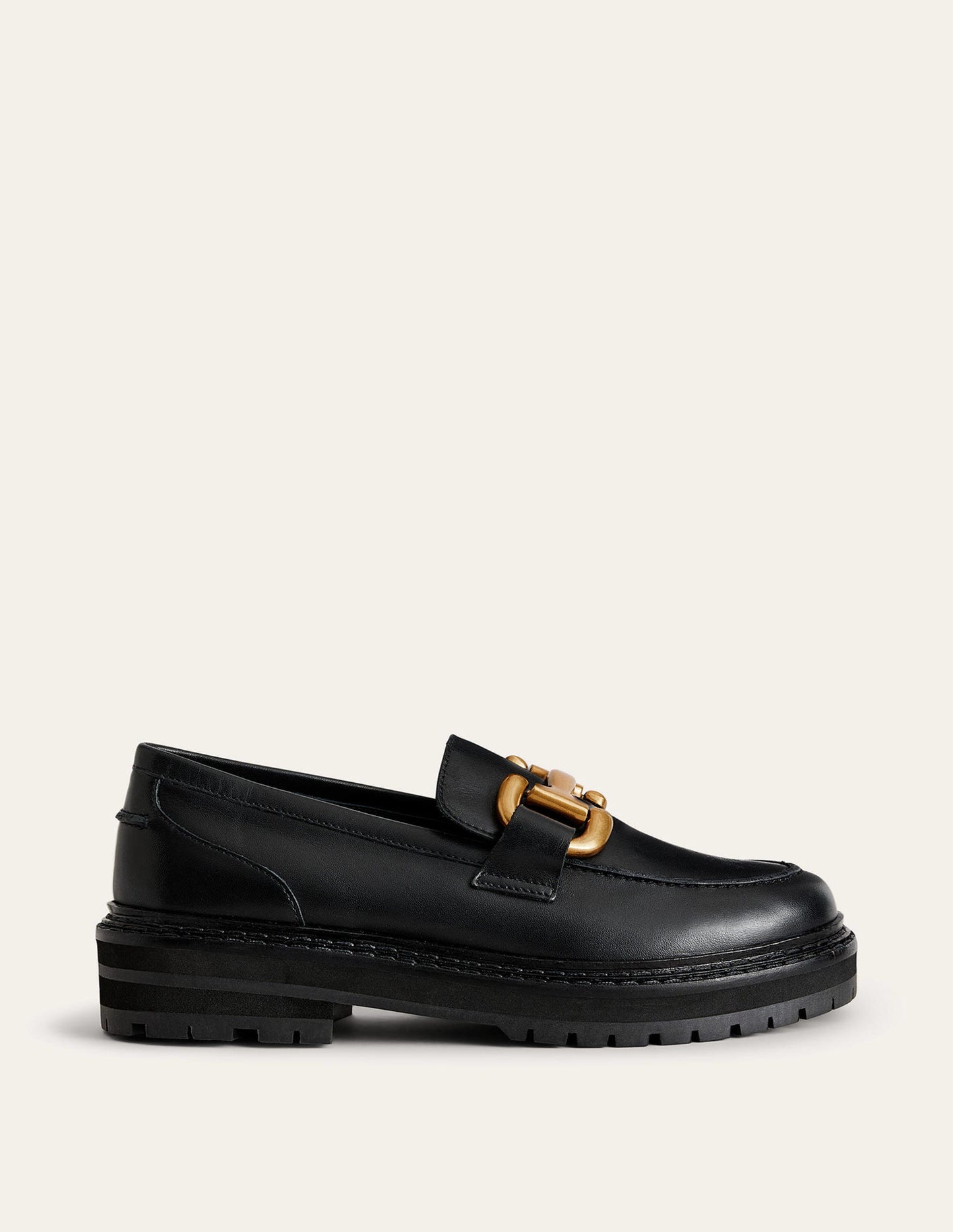 Iris Loafer mit breiter Sohle und Trensendetail-Schwarz Boxcalf-Leder