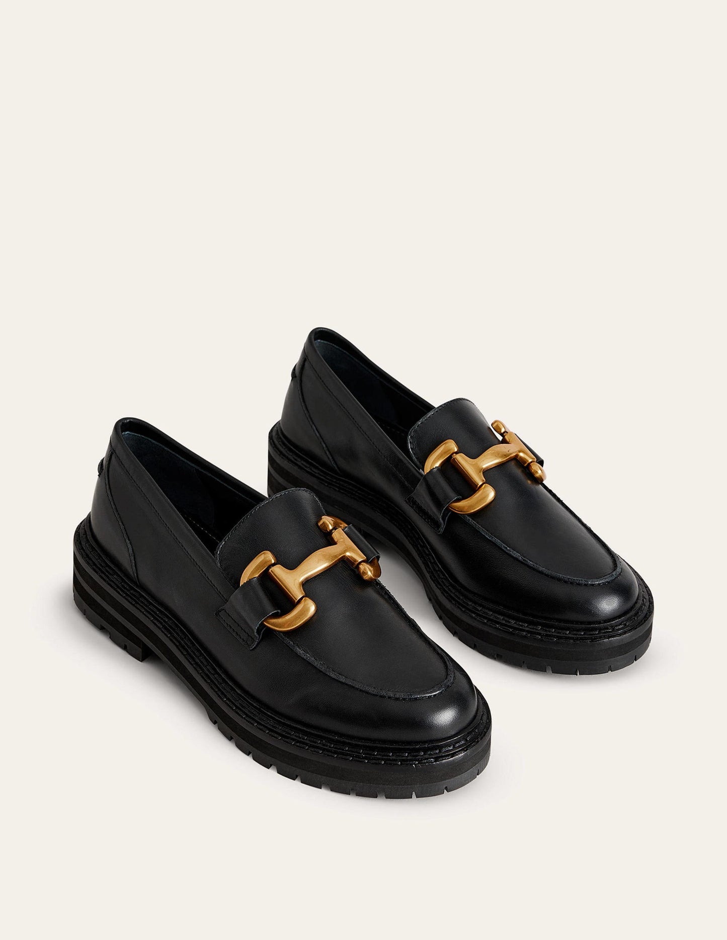 Iris Loafer mit breiter Sohle und Trensendetail-Schwarz Boxcalf-Leder