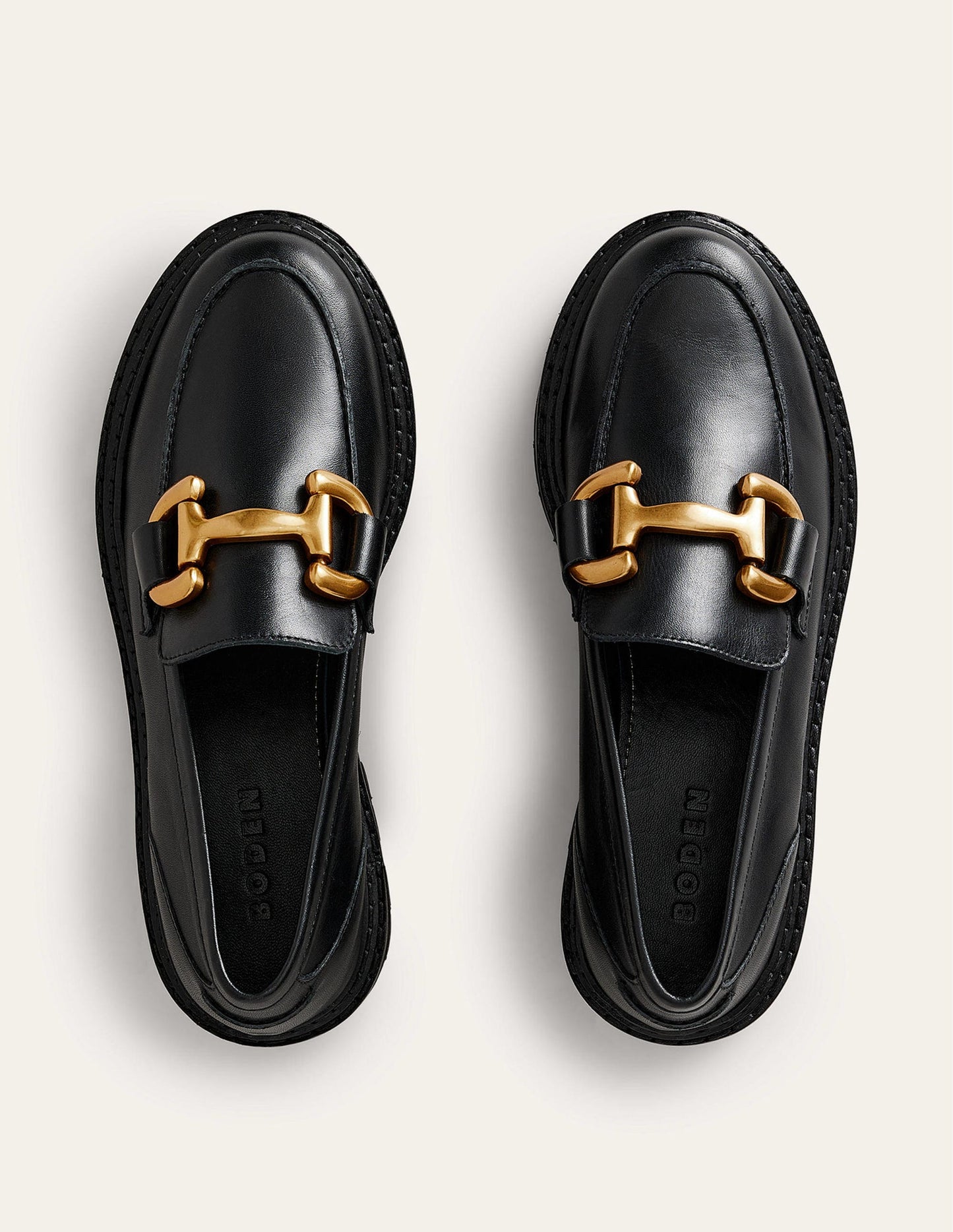 Iris Loafer mit breiter Sohle und Trensendetail-Schwarz Boxcalf-Leder