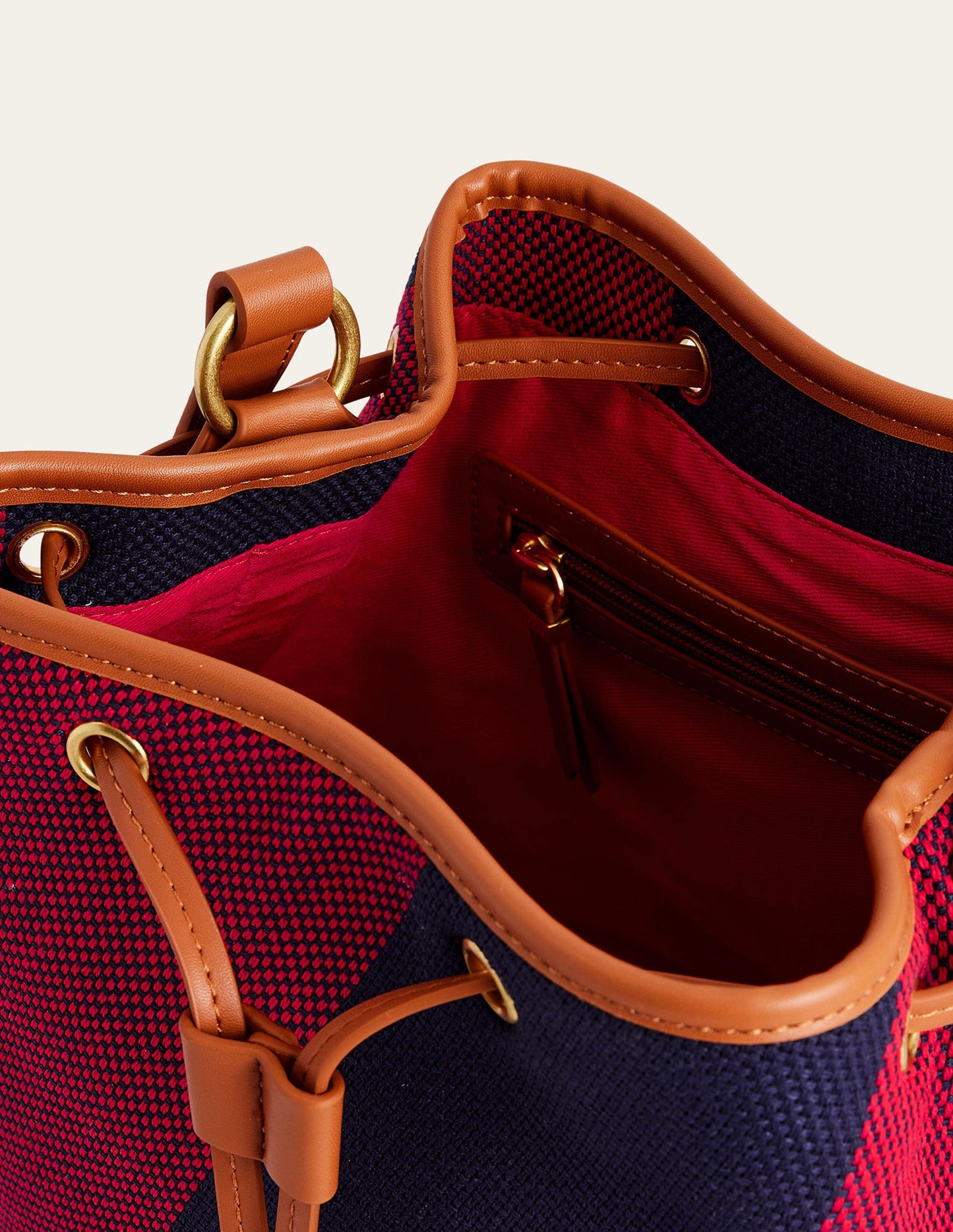 Beuteltasche-Rot Marineblau Streifen