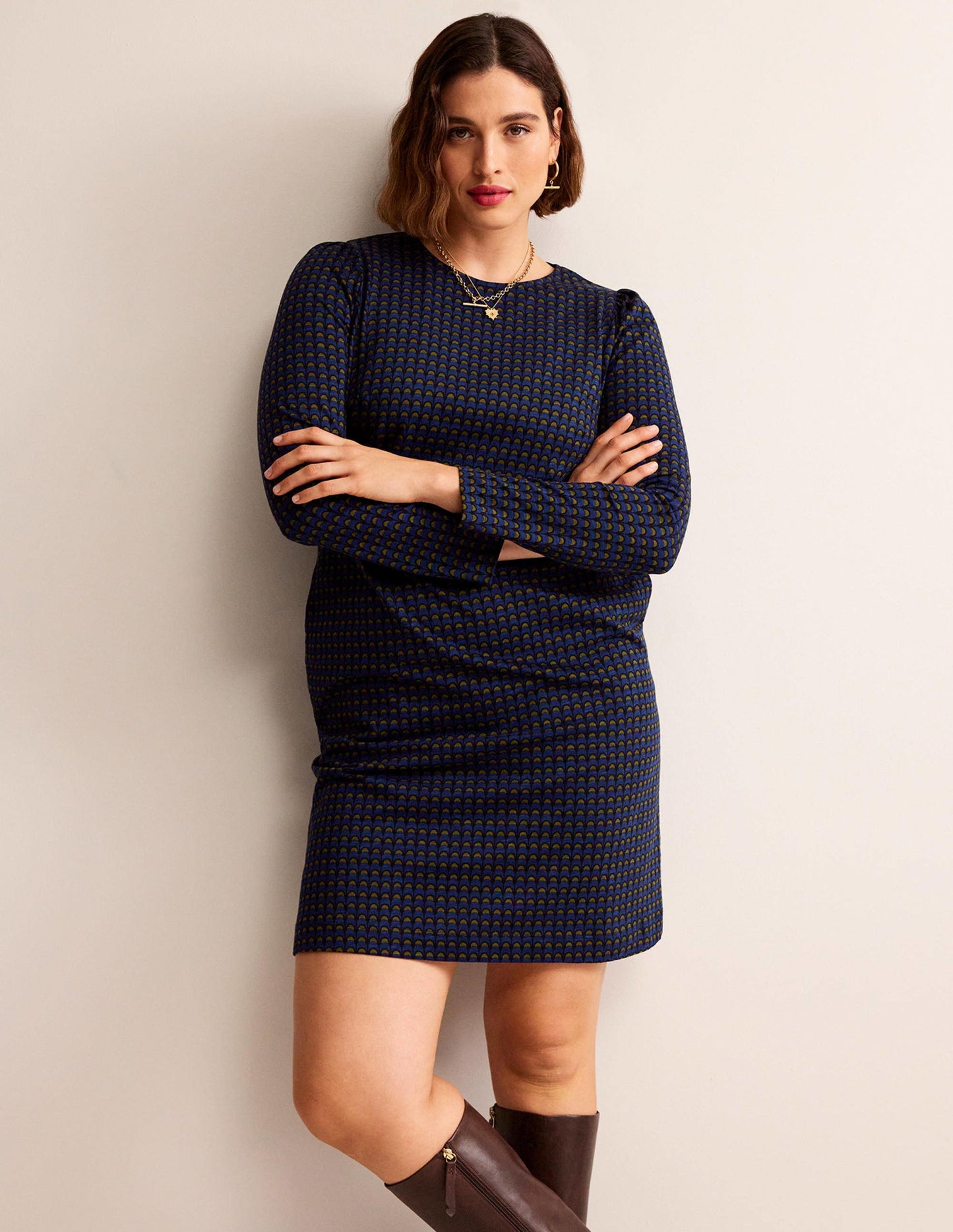 Penelope Jersey-Kleid-Saphirblau, Zauber Geo