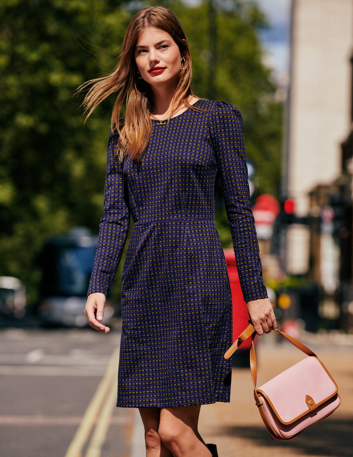 Penelope Jersey-Kleid-Saphirblau, Zauber Geo