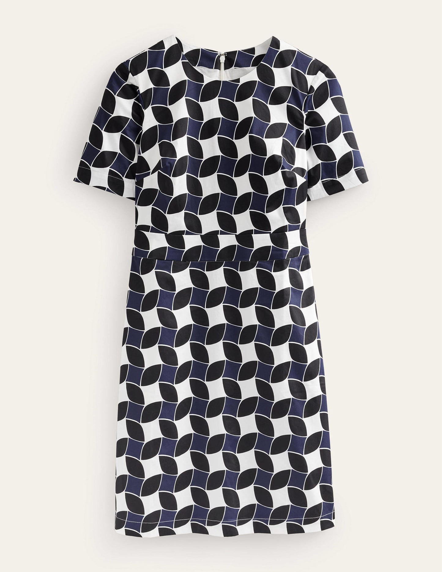 Alexa Baumwoll-Etuikleid-Marineblau, Abstract Diamond