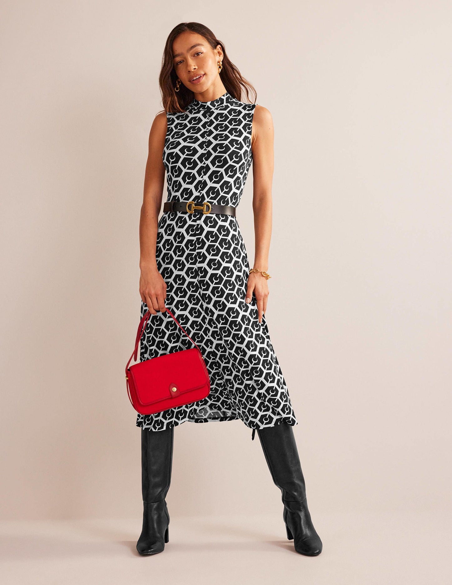 Ärmelloses Jersey-Midikleid-Schwarz, Reverie