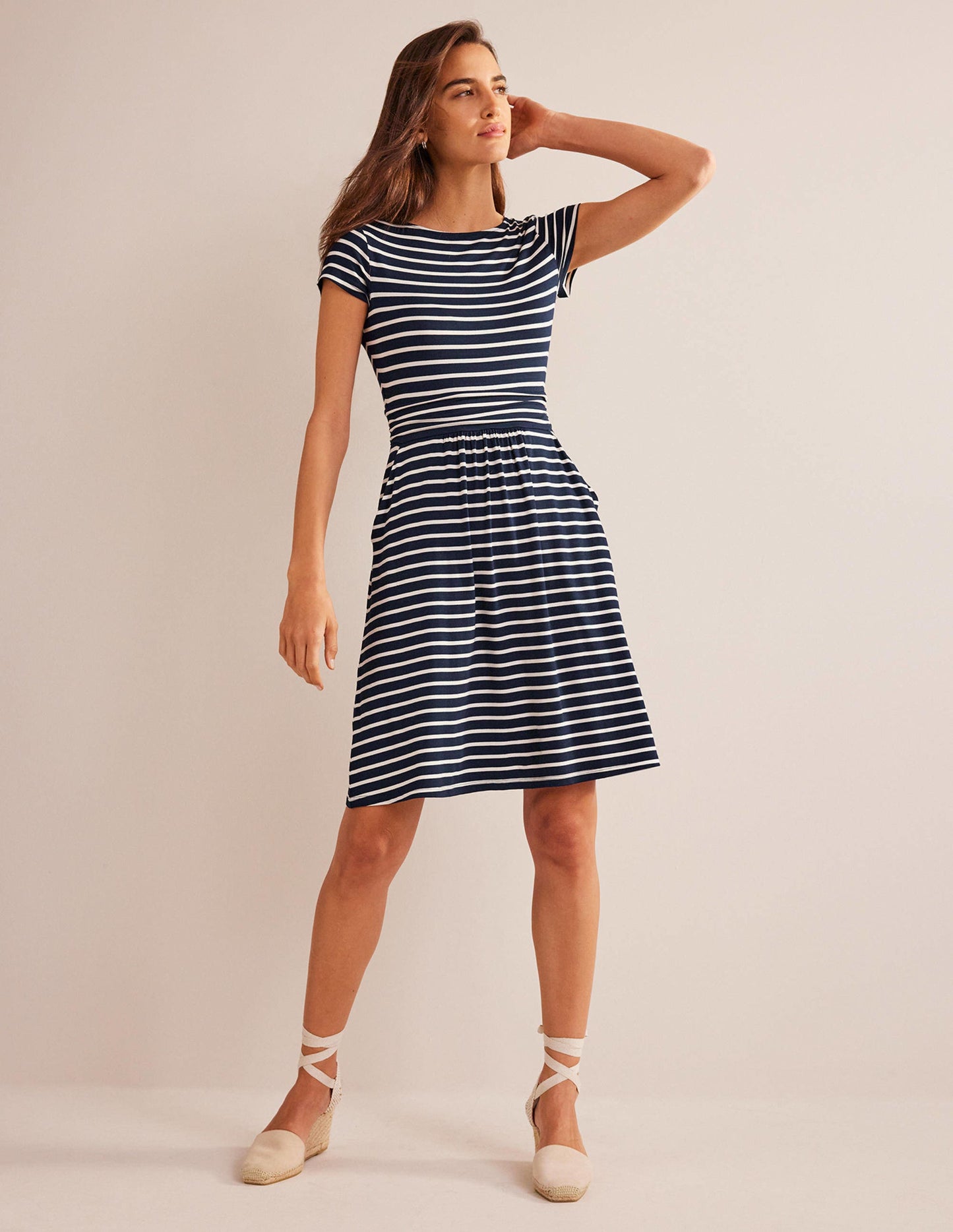 Amelie Jerseykleid-Navy/Naturweiß