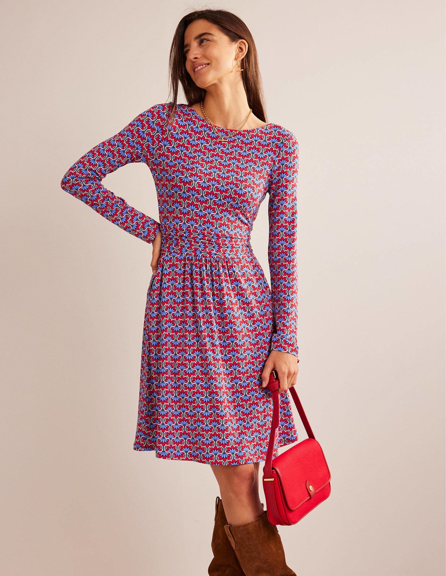 Abigail Jerseykleid-Pepperoni, Geo Blütenblätter